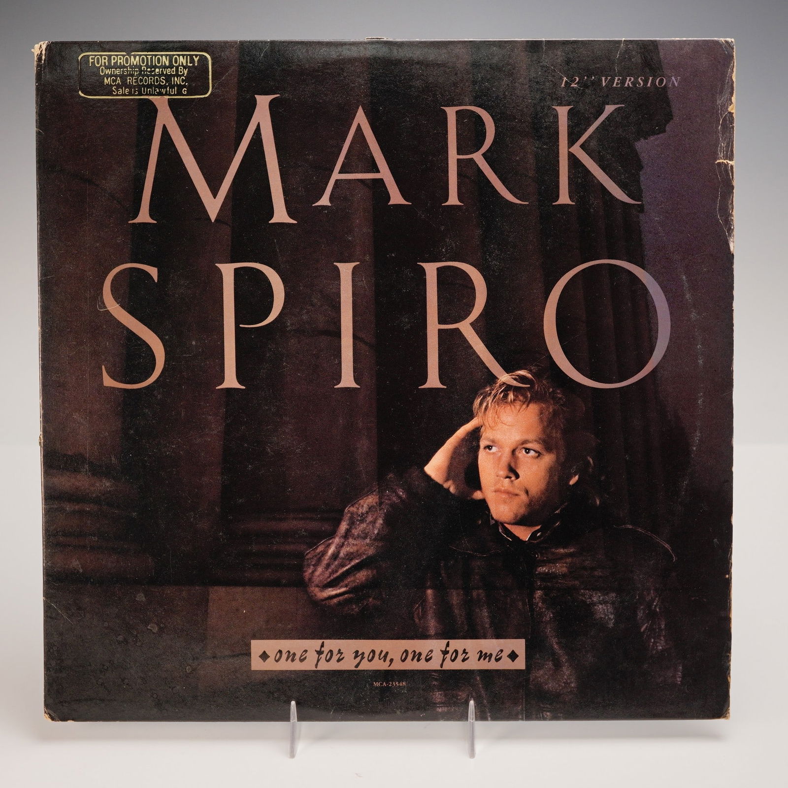 MCA Records Mark Spiro Vinyl Record, One for You, One for Me: A 12-inch promotional vinyl single by Mark Spiro, released by MCA Records and WEA International. The sleeve bears a promotional disclaimer in the upper corner indicating it was issued "For Promotion O