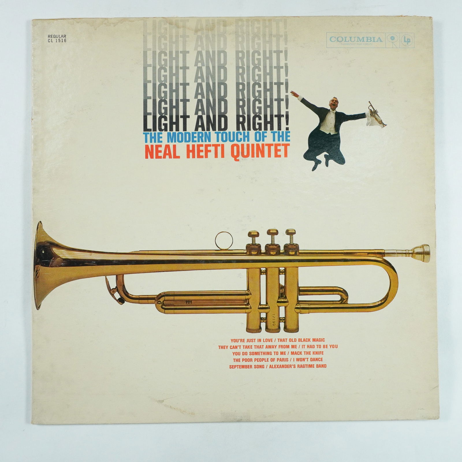 Neal Hefti Quintet, Light and Right Vinyl Record: Columbia Records CL 1516 pressing of Light and Right by the Neal Hefti Quintet. This vintage jazz album showcases Hefti's modern touch, blending swing and cool jazz influences. The cover features a st