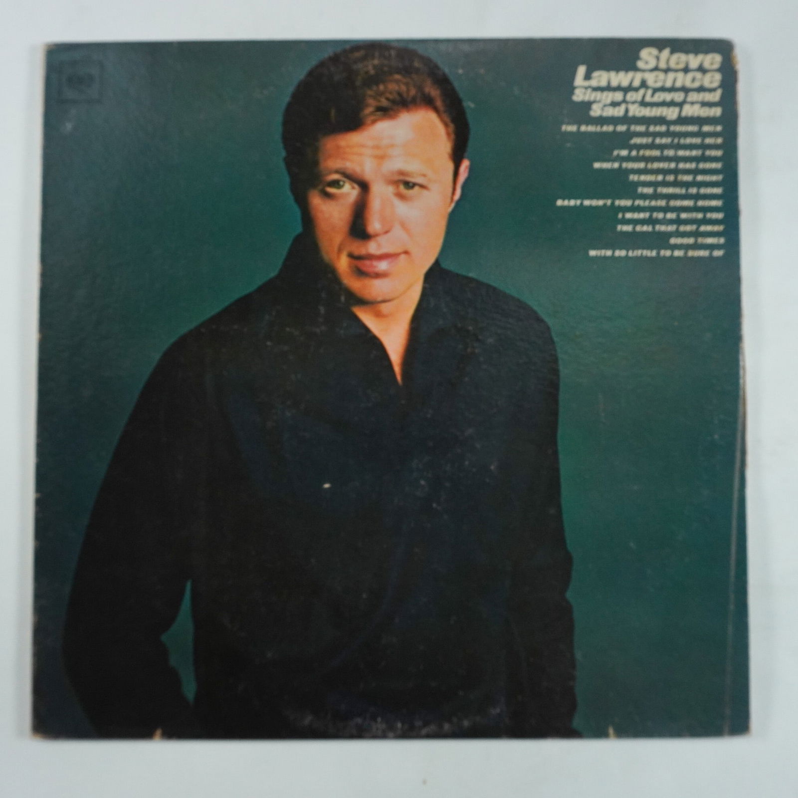 Steve Lawrence, Sings of Love and Sad Young Men Vinyl Record: Columbia Records mono pressing of Steve Lawrence Sings of Love and Sad Young Men, catalog number CL 2540. Released in 1966, this album features a collection of romantic ballads and melancholic melodie