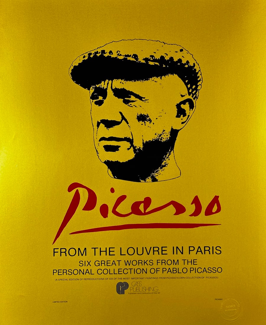 After Picasso, Louvre Poster, Paris: Poster titled From The Louvre in Paris old Not Signed Not numbered Sight size 20" x 24"
