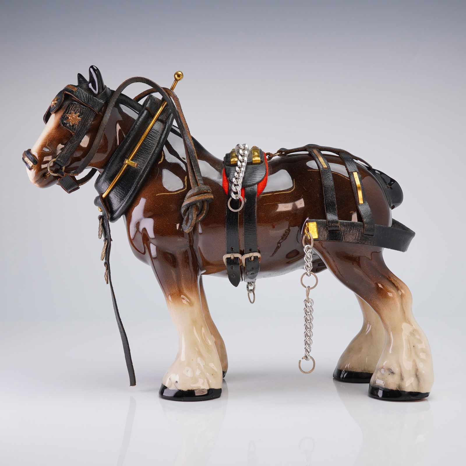 Draught Horse Porcelain Figurine with Harness (1 of 4)