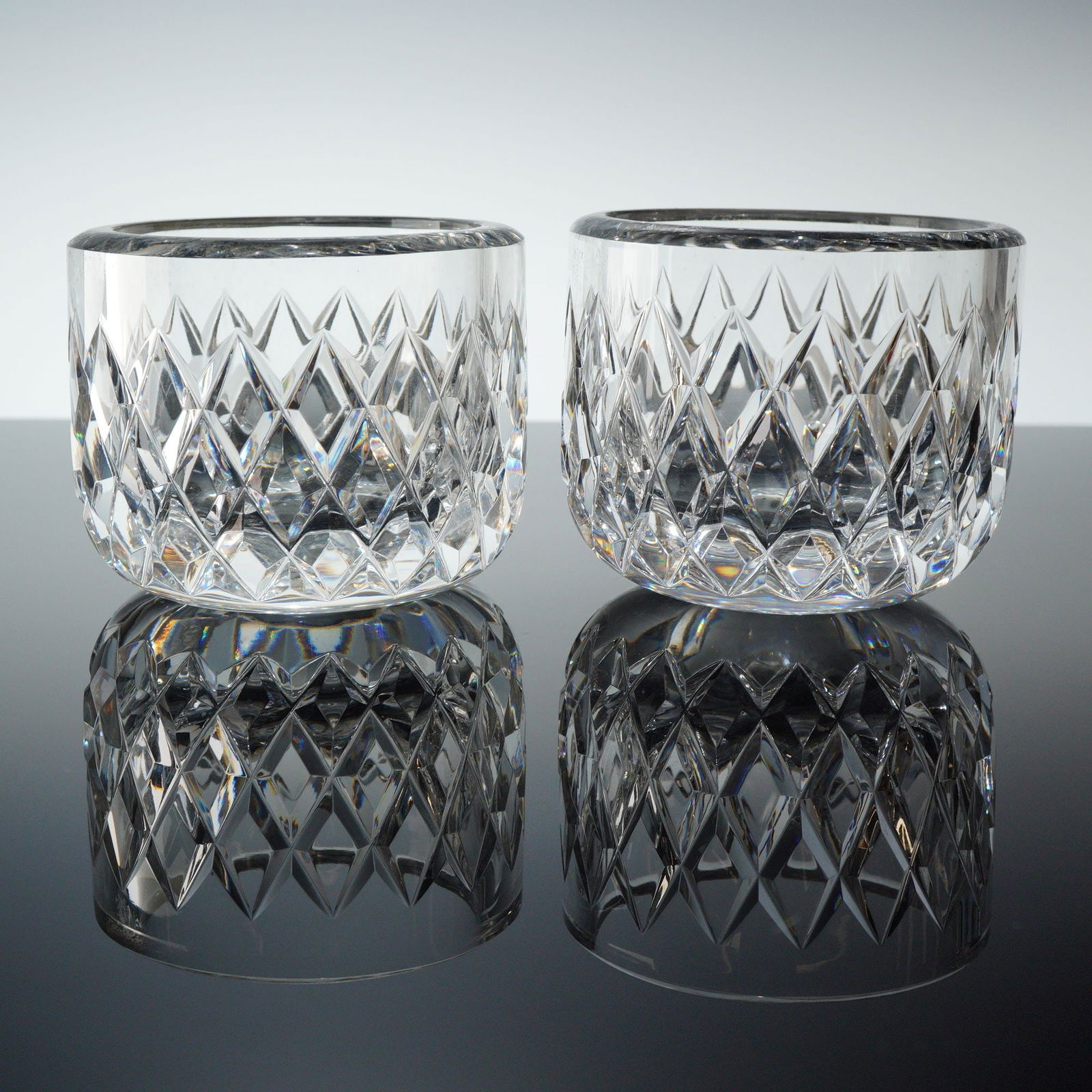 Pair of Orrefors Legend Checked Crystal Bowls (1 of 3)
