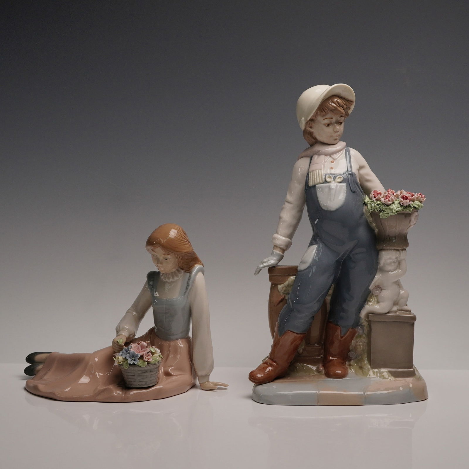 2pc Nadal Porcelain Figurine, Boy and Girl with Flower Baskets (1 of 5)