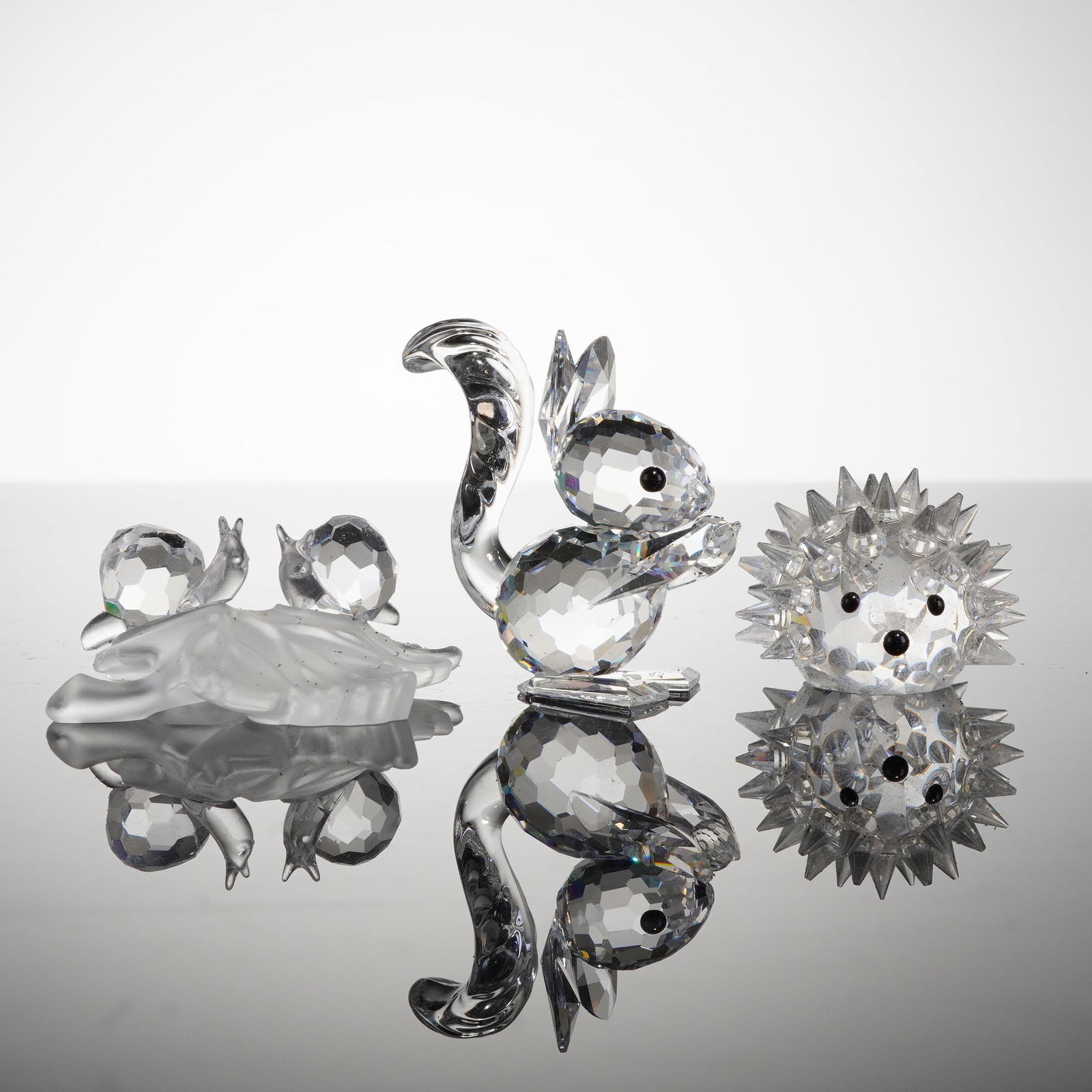 3pc Swarovski Crystal Woodland Figurines- Squirrel, Hedgehog & Snails (1 of 5)