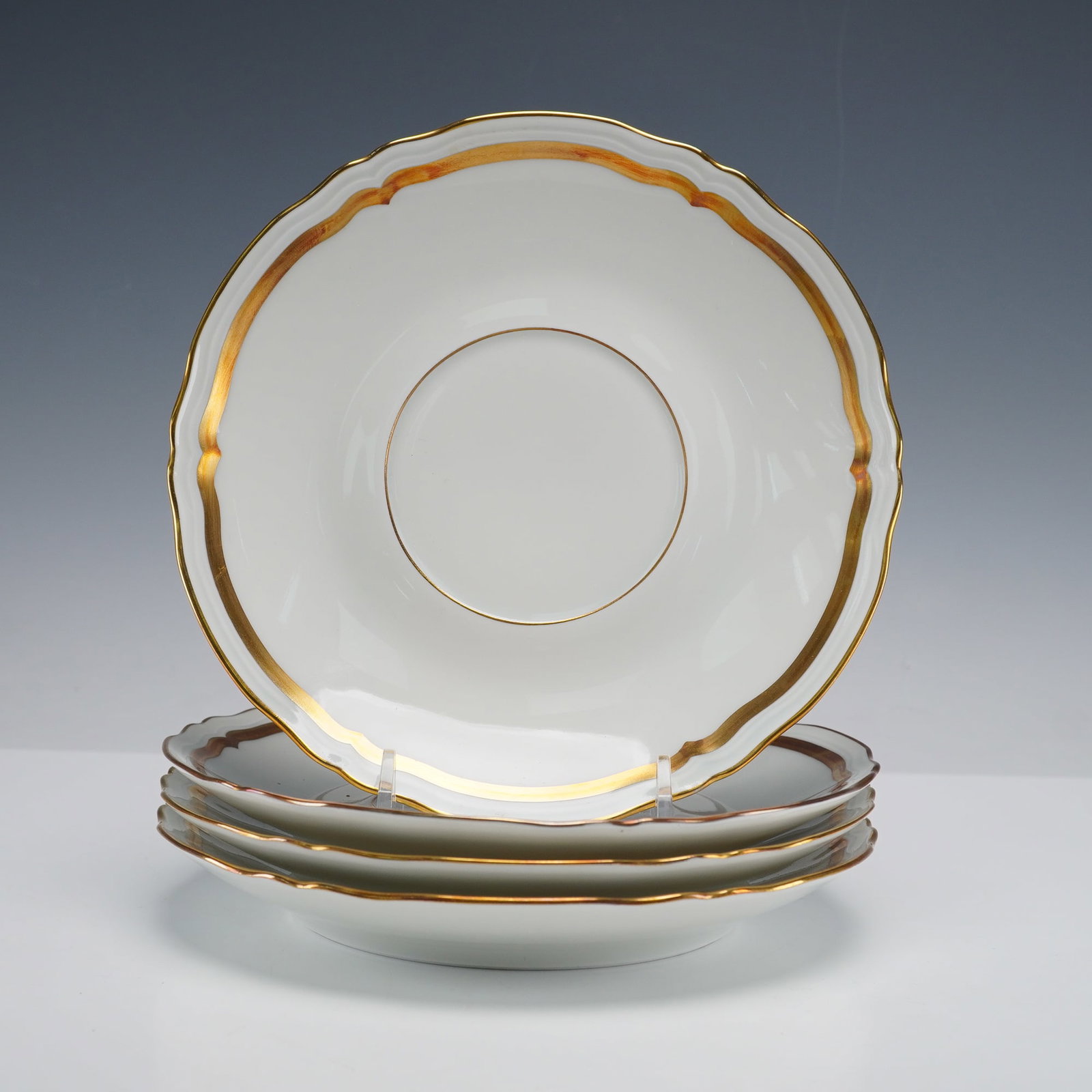4pc Ceralene Raynaud Limoges Saucers, Marie Antoinette - Gold (1 of 4)