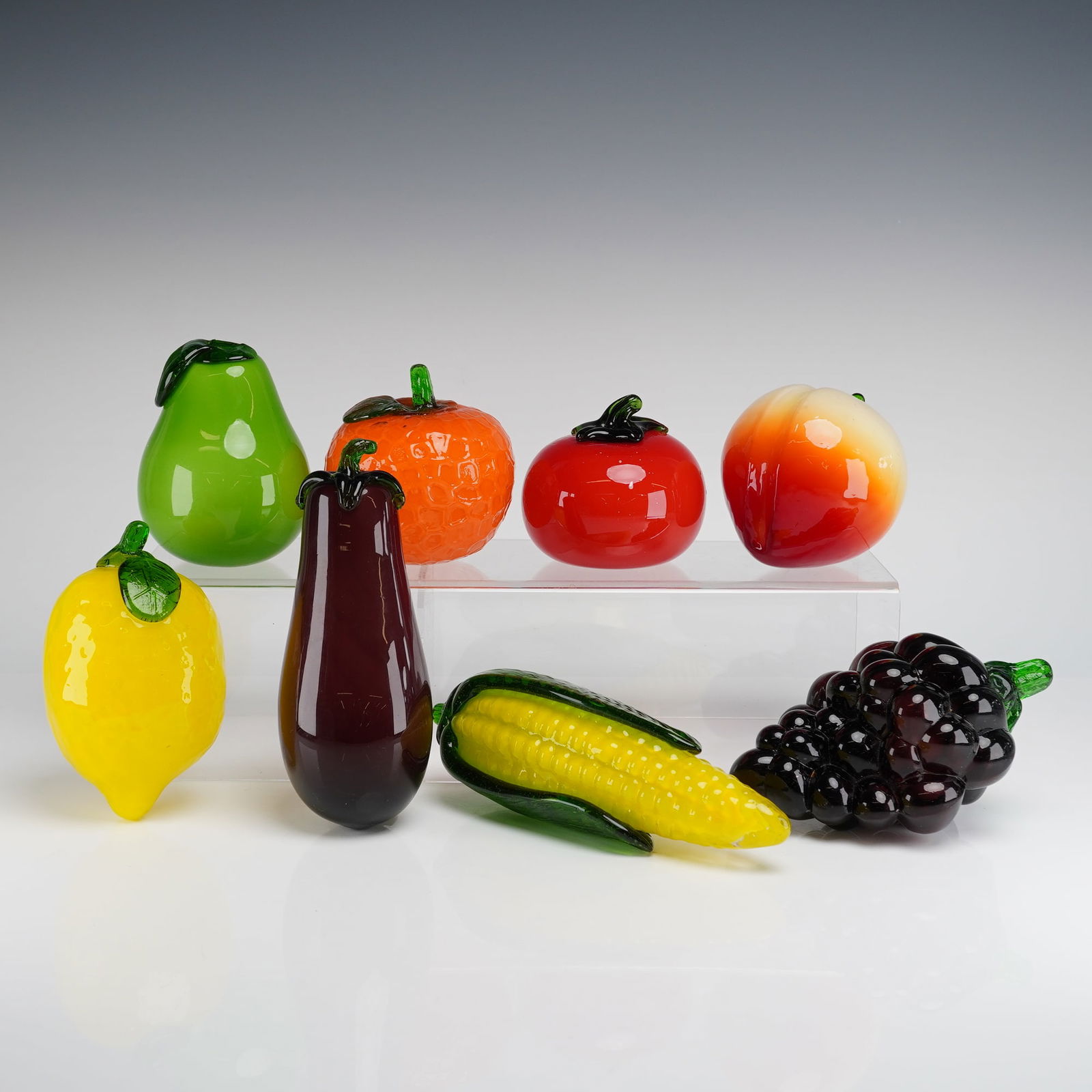 8pc Murano Style Hand-Blown Art Glass Fruits and Vegetables (1 of 4)