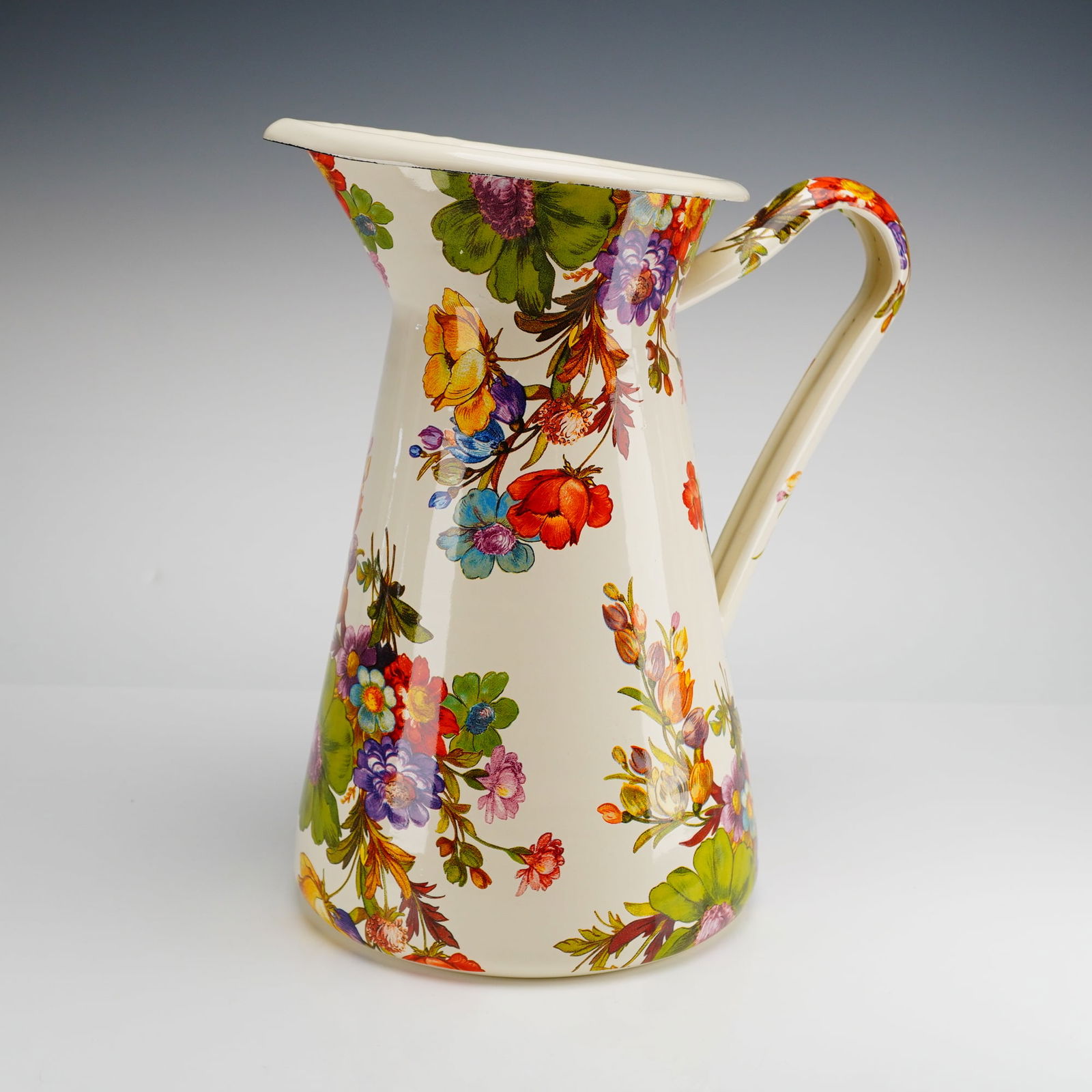 MacKenzie-Childs White Flower Market Enamel on Metal Pitcher (1 of 3)