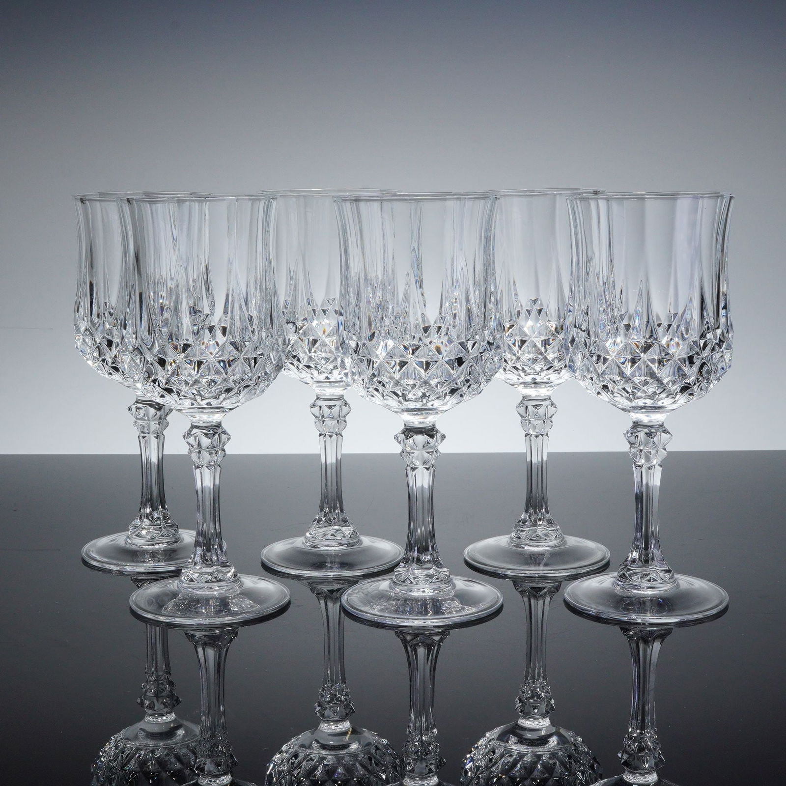 6pc Cristal D'Arques-Durand Water Goblets, Longchamp (1 of 3)