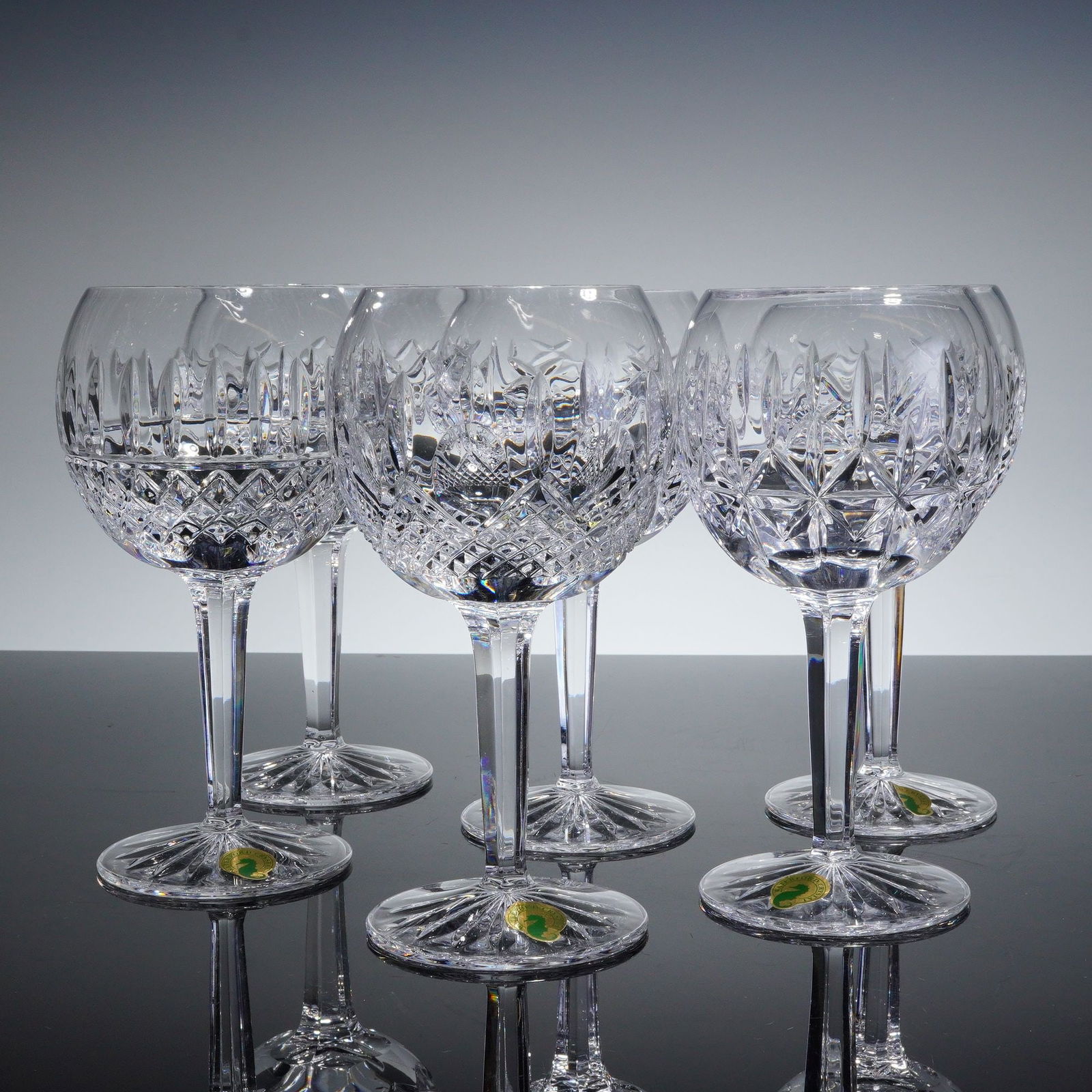 6pc Waterford Lismore Crystal Balloon Wine Glasses (1 of 6)