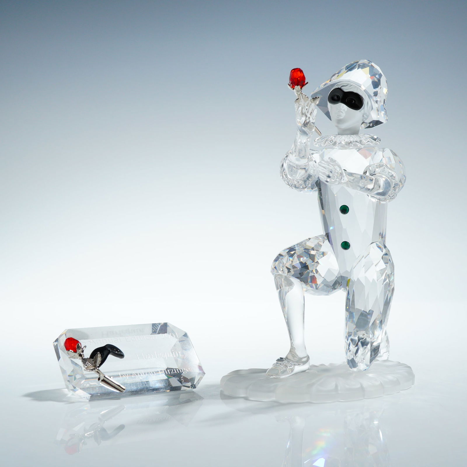 2pc Swarovski Crystal Figurine and Plaque, Harlequin (1 of 6)