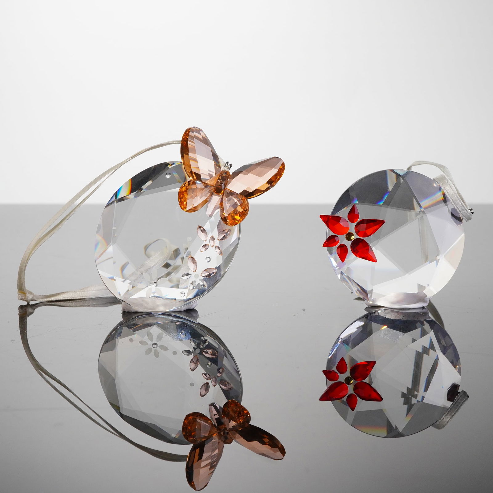 2pc Swarovski Crystal Window Ornaments, Butterfly & Poinsettia (1 of 6)