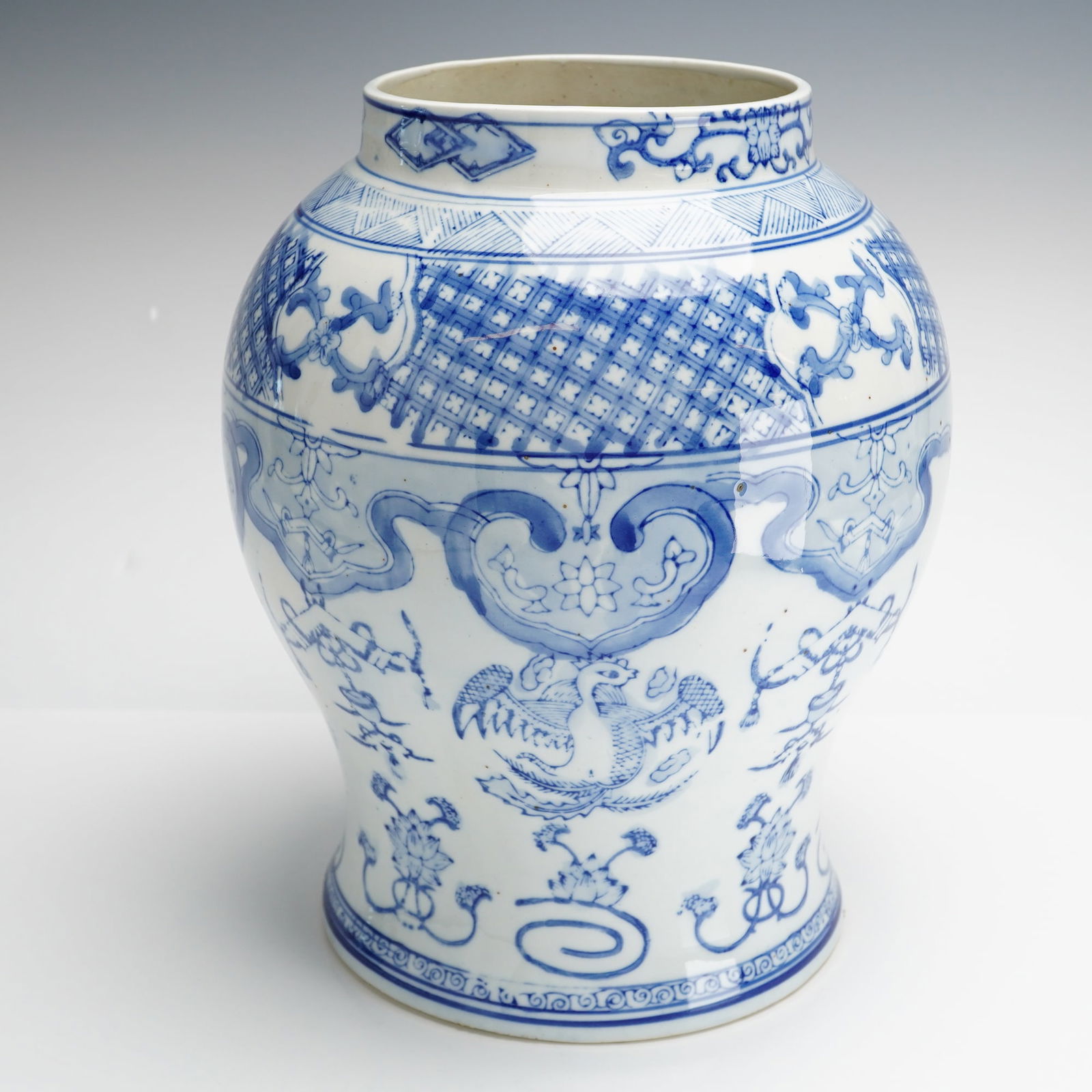 Blue and White Chinoiserie Ceramic Jar (1 of 5)