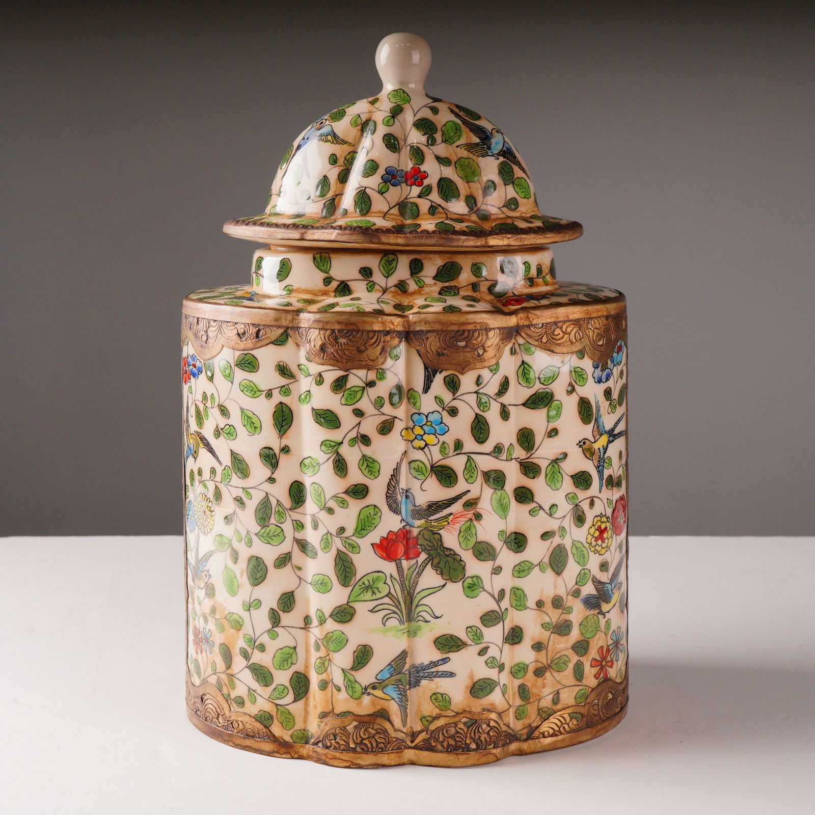 Chinoiserie Famille Rose Style Hand-Painted Lidded Ginger Jar (1 of 5)