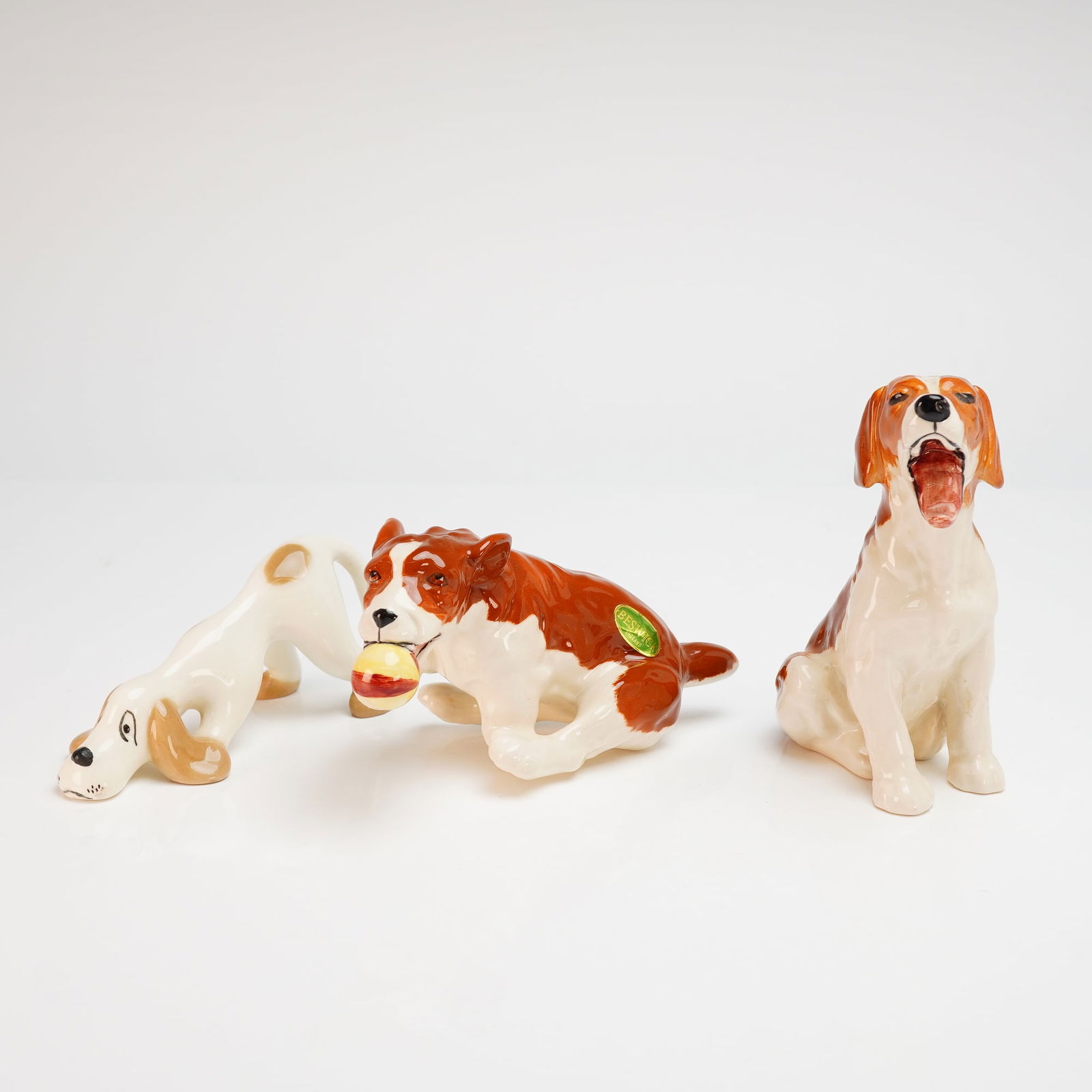 Three Beswick and Albion Foxhound Dog Figurines (1 of 3)