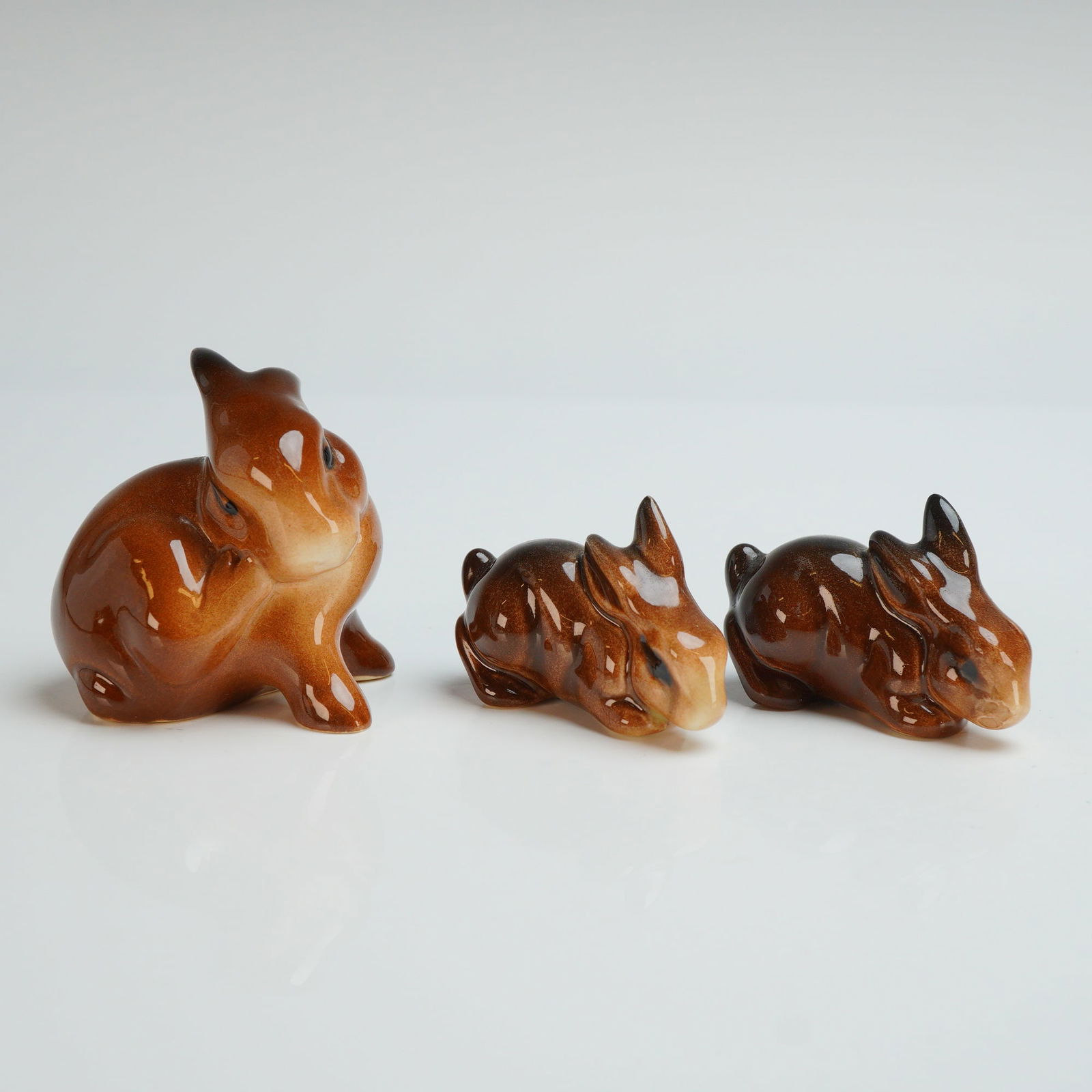 3pc Beswick Glazed Ceramic Rabbit Figurines (1 of 3)