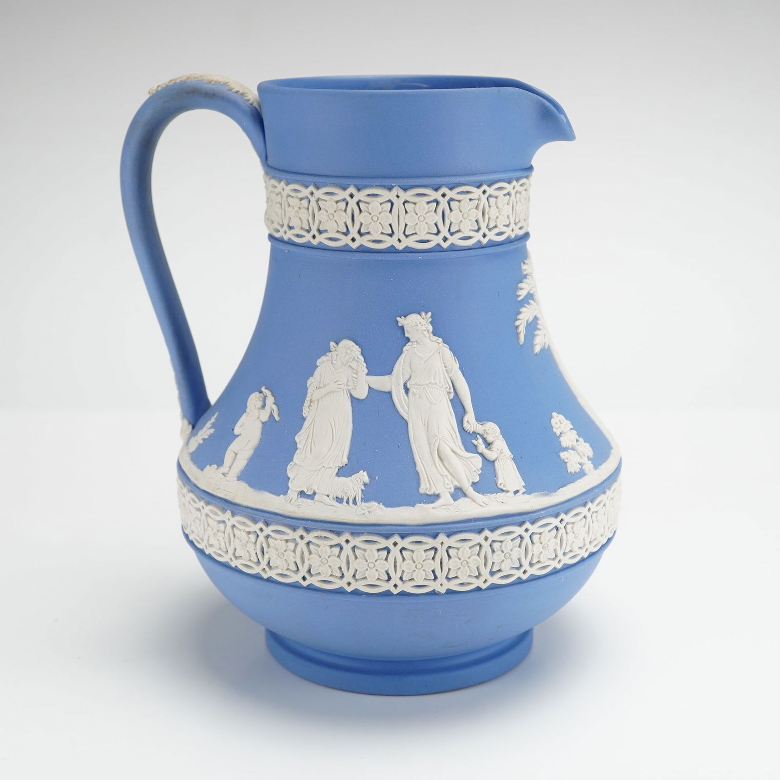 Mid-Century Wedgwood Blue Jasperware Etruscan Shape Pitcher (1 of 4)