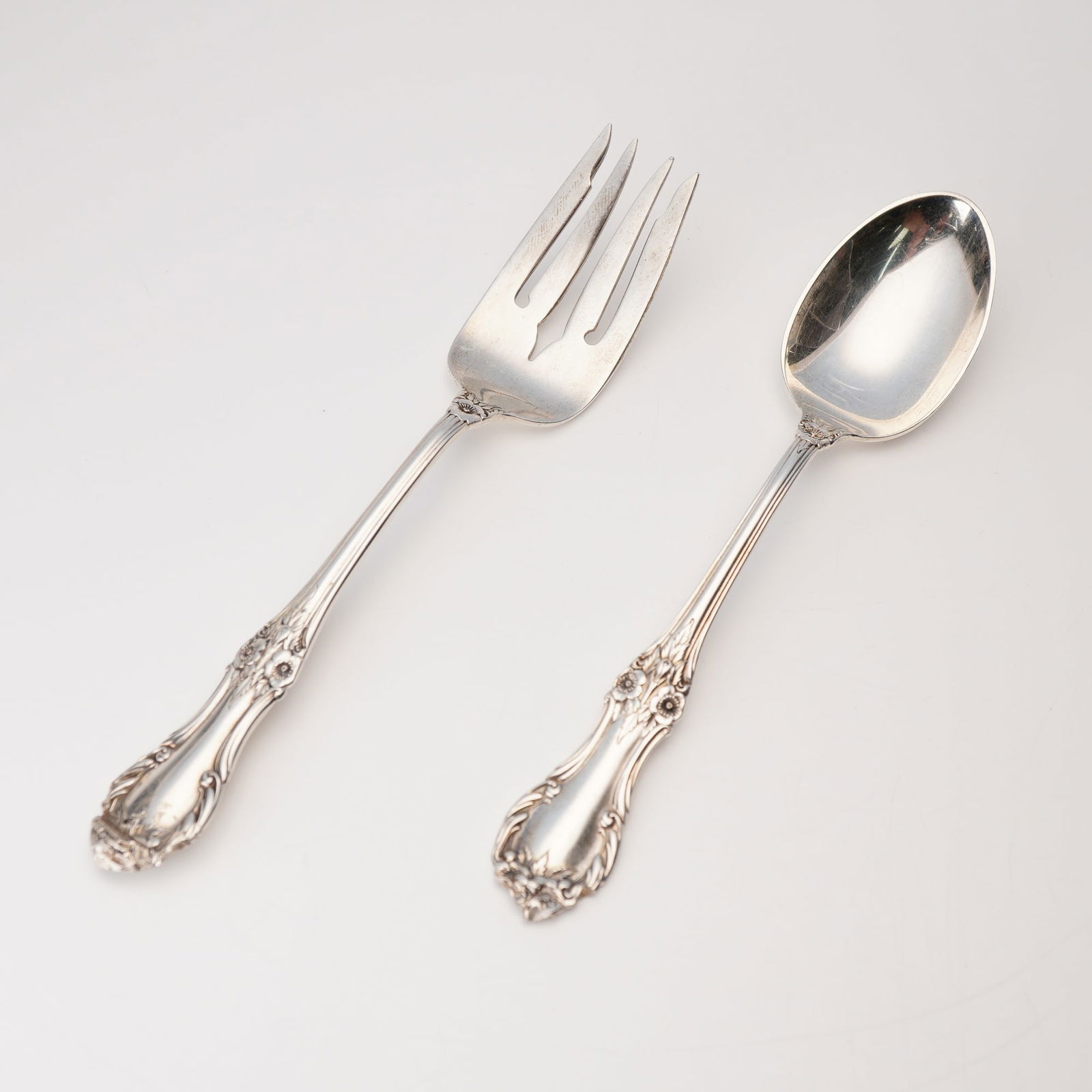 2pc International 'Wild Rose' Sterling Silver Tea Spoon and Salad Fork (1 of 5)