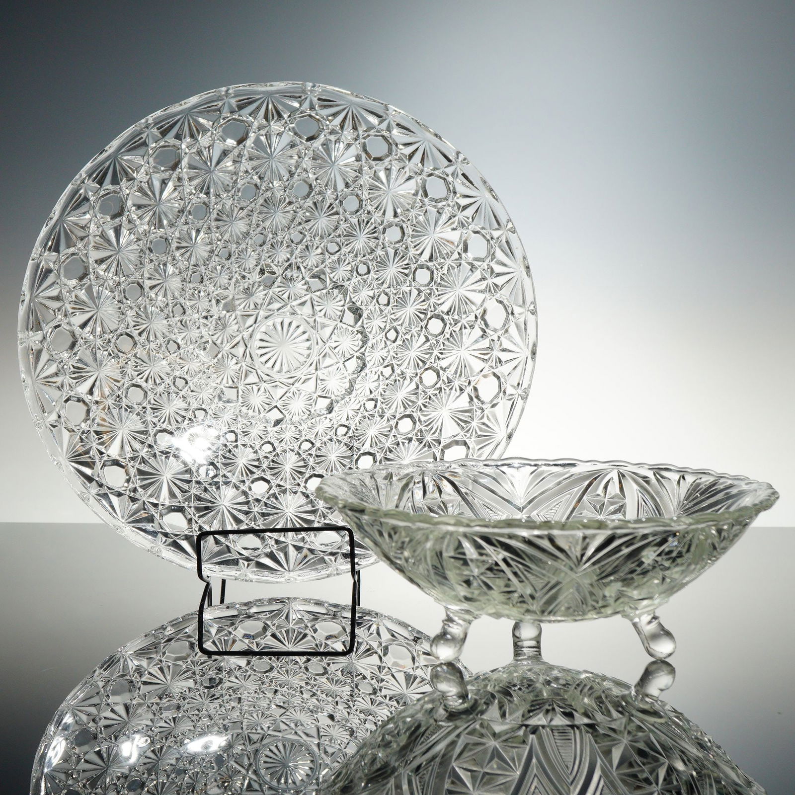 2pc Pressed and Cut Glass Bowls (1 of 5)