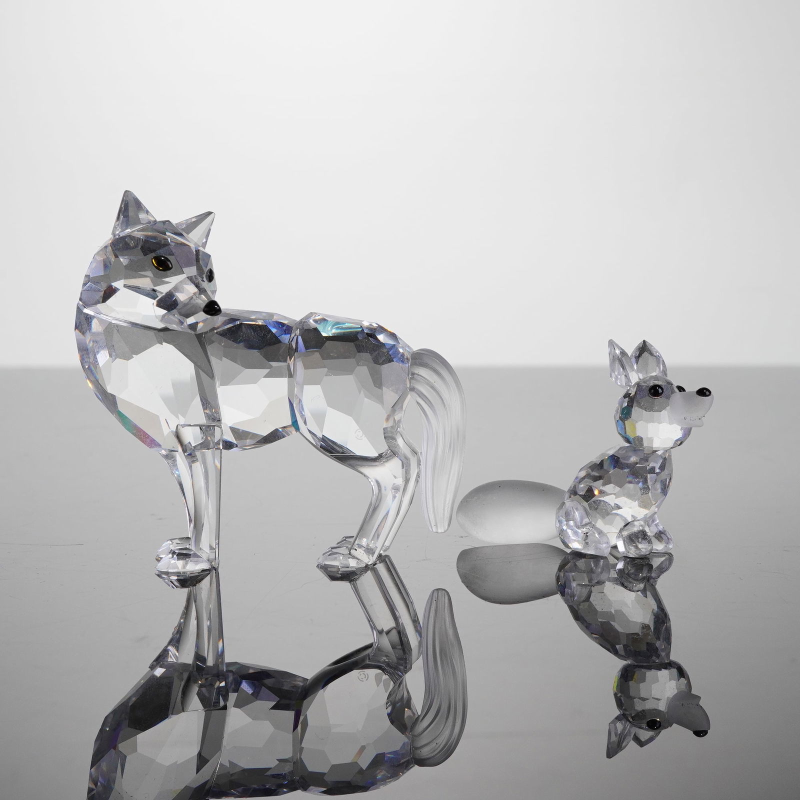 2pc Swarovski Crystal Figurines, Wolf and Mini Sitting Fox (1 of 5)