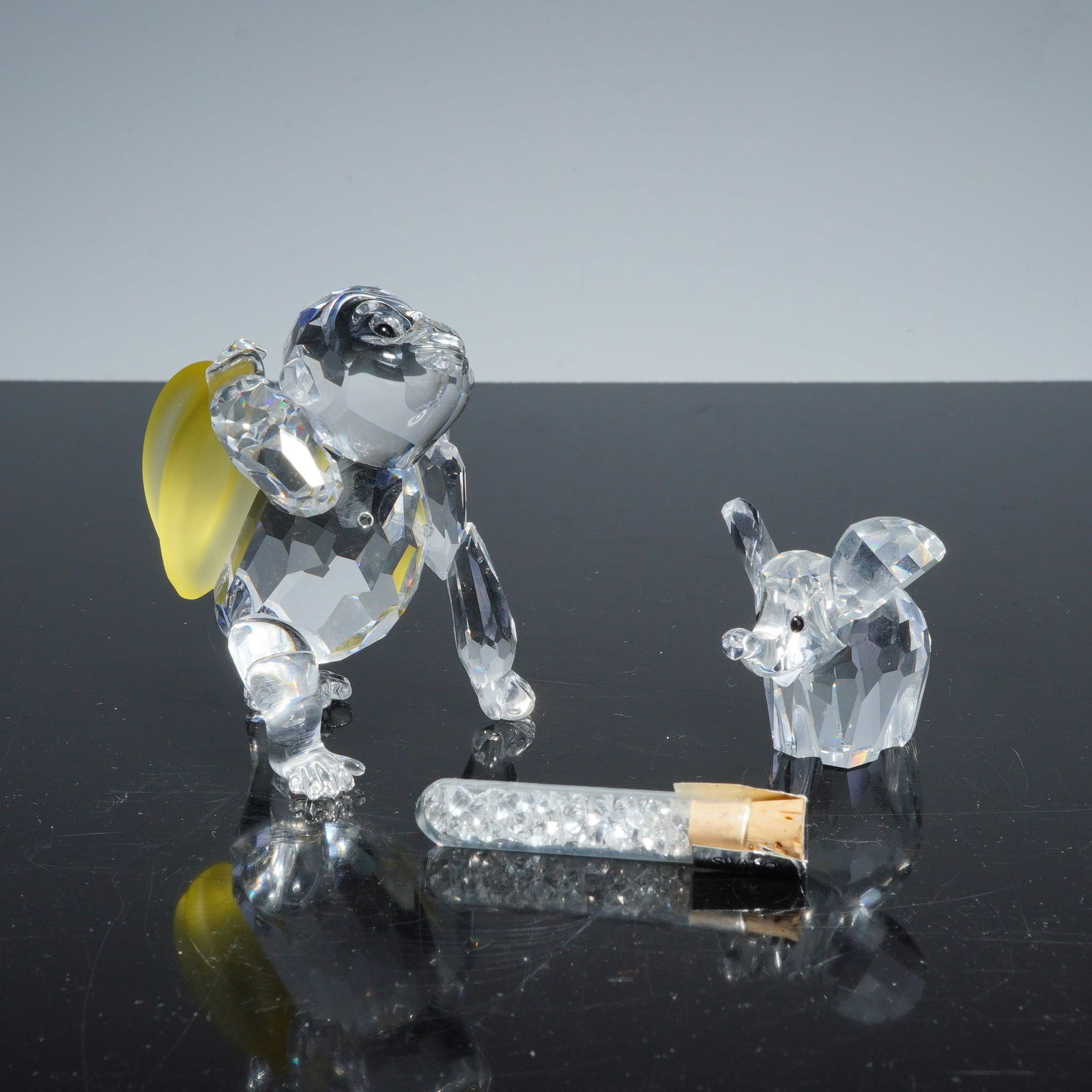 3pc Swarovski Crystal Figurines Young Gorilla, Elephant, and Tiny Crystals (1 of 5)
