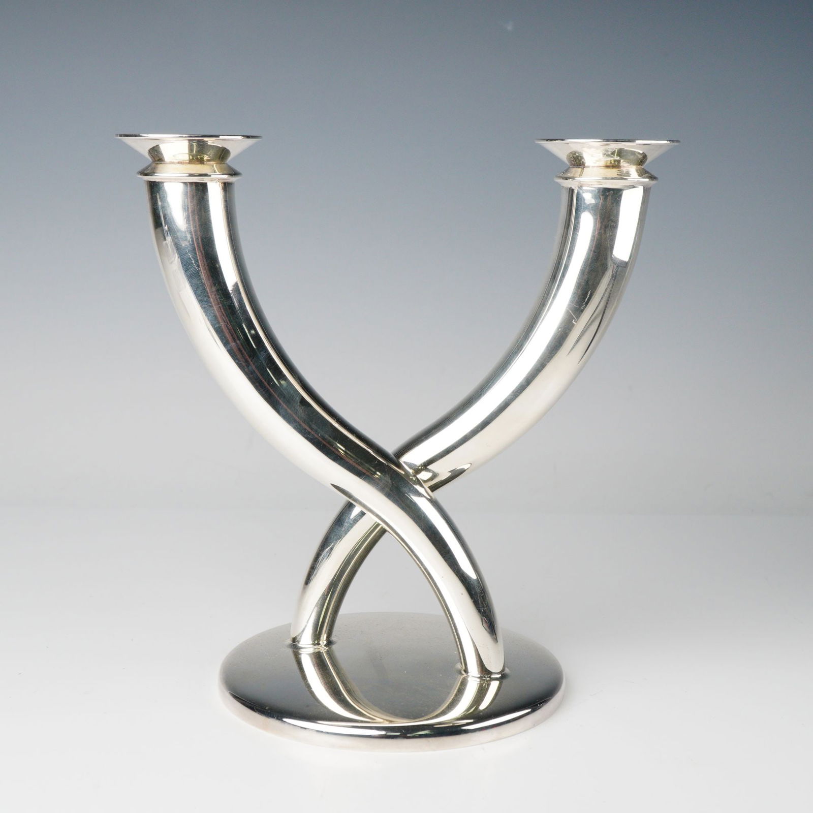 A Gio Ponti for Christofle Silverplated Two-Light Candelabra (1 of 4)