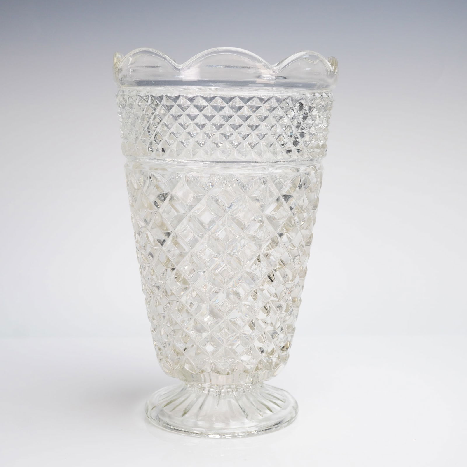 Anchor Hocking Wexford Pattern Clear Glass Footed Vase (1 of 4)