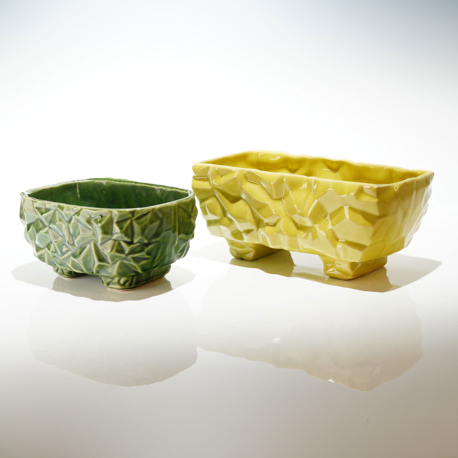 2pc McCoy Mid-Century Cubist Planters (1 of 3)