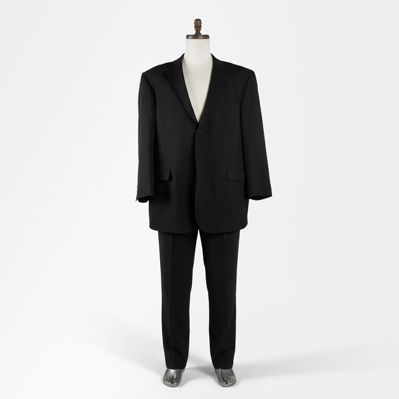 2pc Classics by Zanetti Made in Italy, Black Blazer & Pants Wool Suit (1 of 5)
