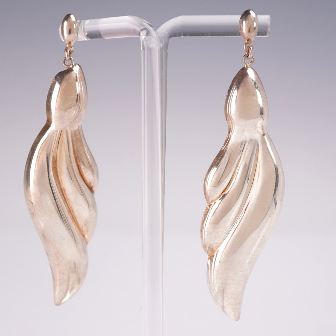 Pair of Sterling Silver Sculptural Abstract Drop Earrings (1 of 4)