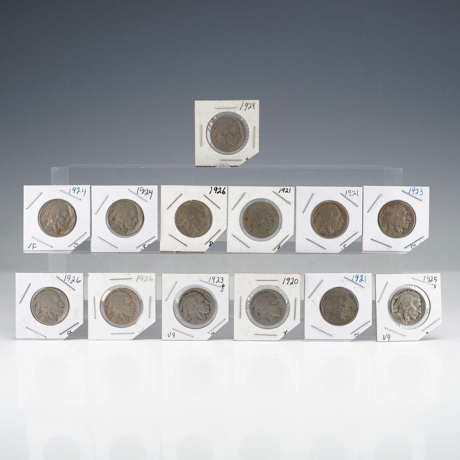 13pc US Buffalo Nickels, 1920, 3-1921, 2-1923, 3-1924, 1925, and 3-1926 (1 of 4)