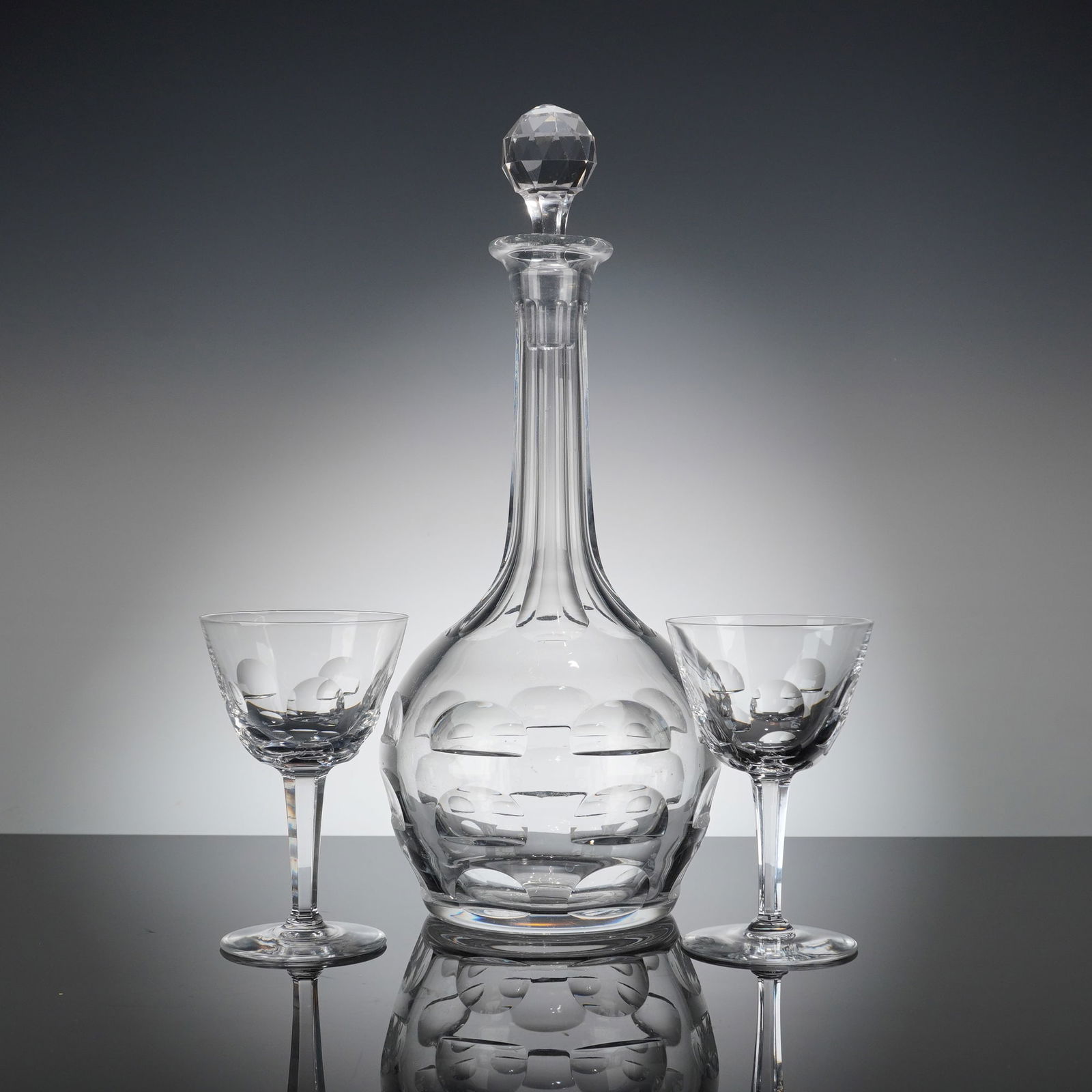 3pc Cut Crystal Decanter and Wine Glasses Set (1 of 3)