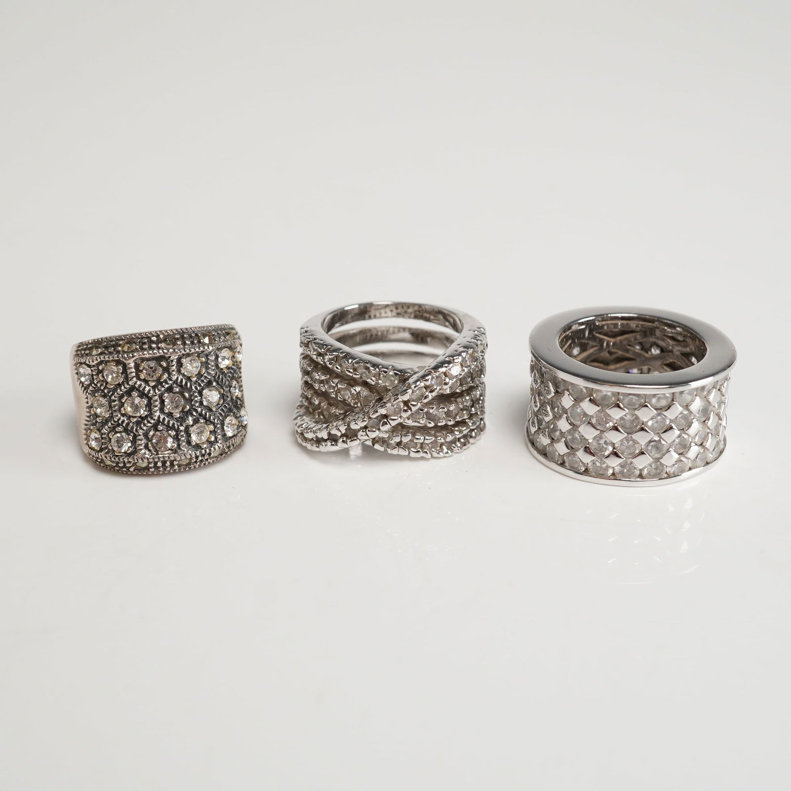 A Trio of Silver Fashion Rings (1 of 3)