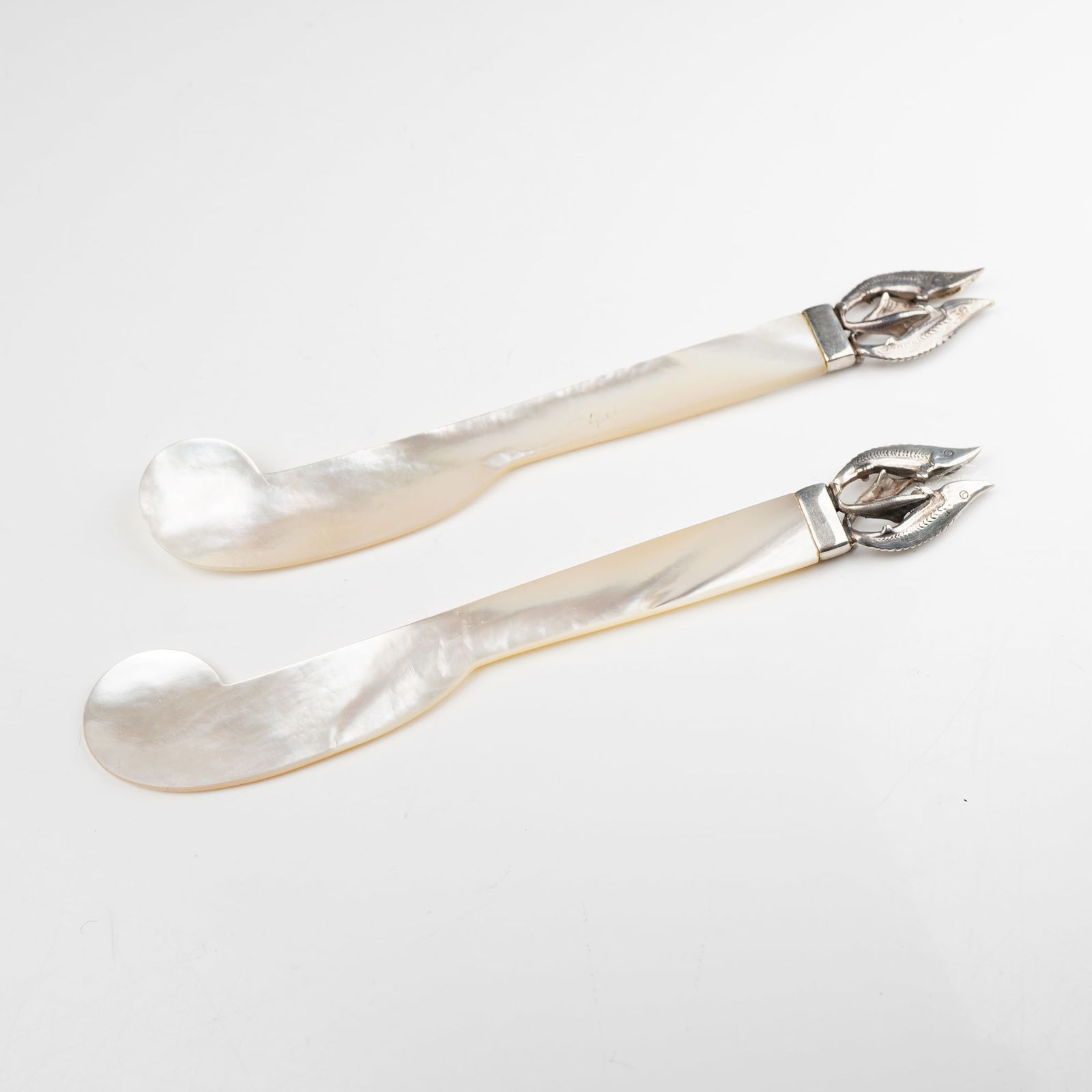 A Pair of Sonja Quandt 825 Silver and Mother-of-Pearl Sturgeon Caviar (1 of 3)