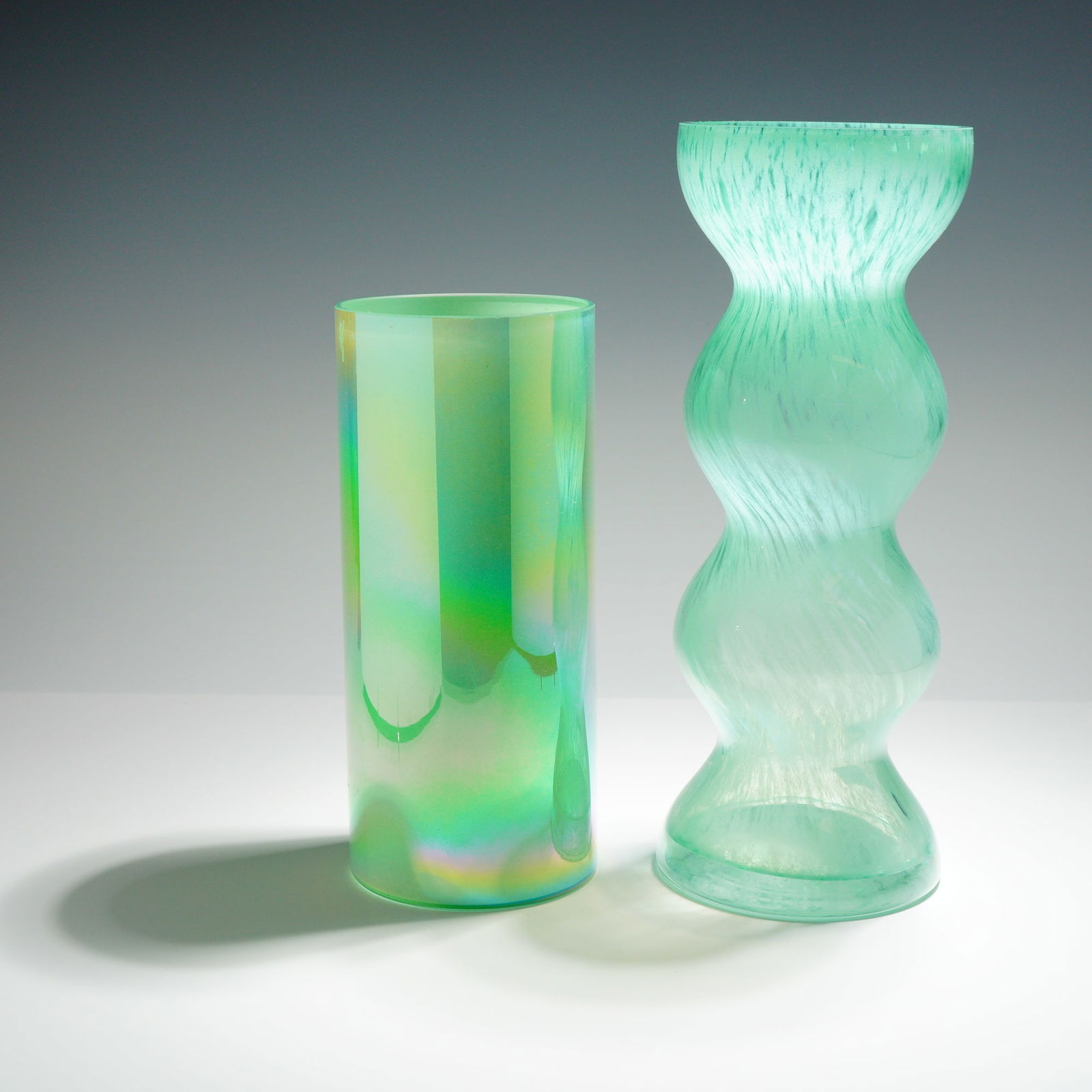 2pc Contemporary Bohemian Crystalex Art Glass Vases (1 of 4)