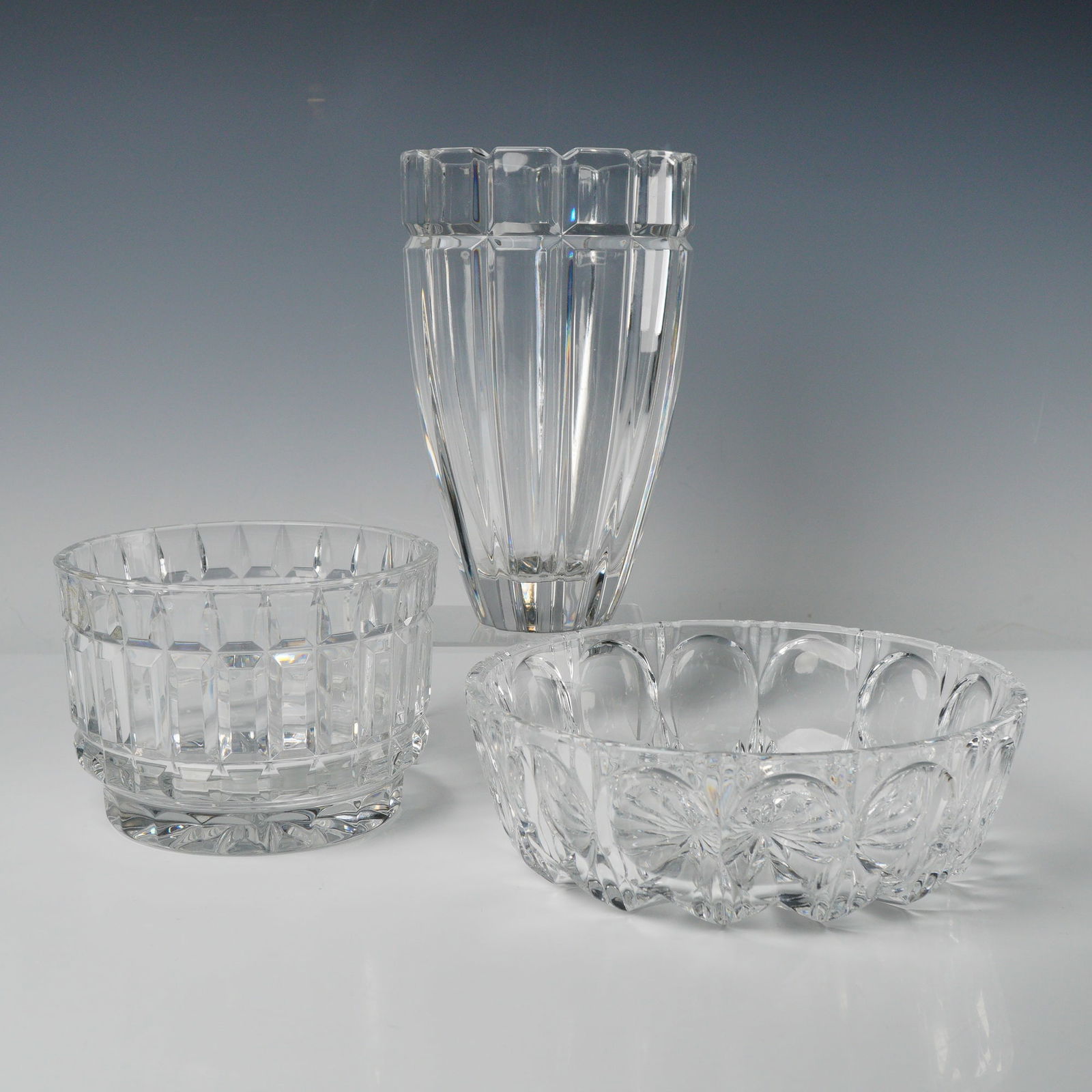 A Trio of Glass and Crystal Tableware including a Vase and Two Bowls (1 of 4)