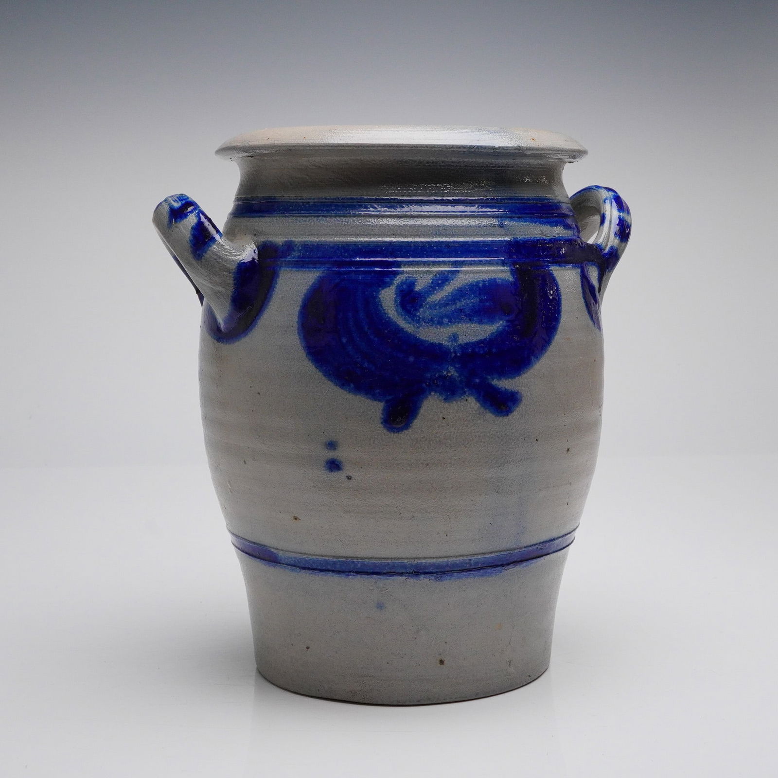 Westerwald-Style Cobalt Blue Decorated Salt-Glazed Stoneware Handled Crock (1 of 5)