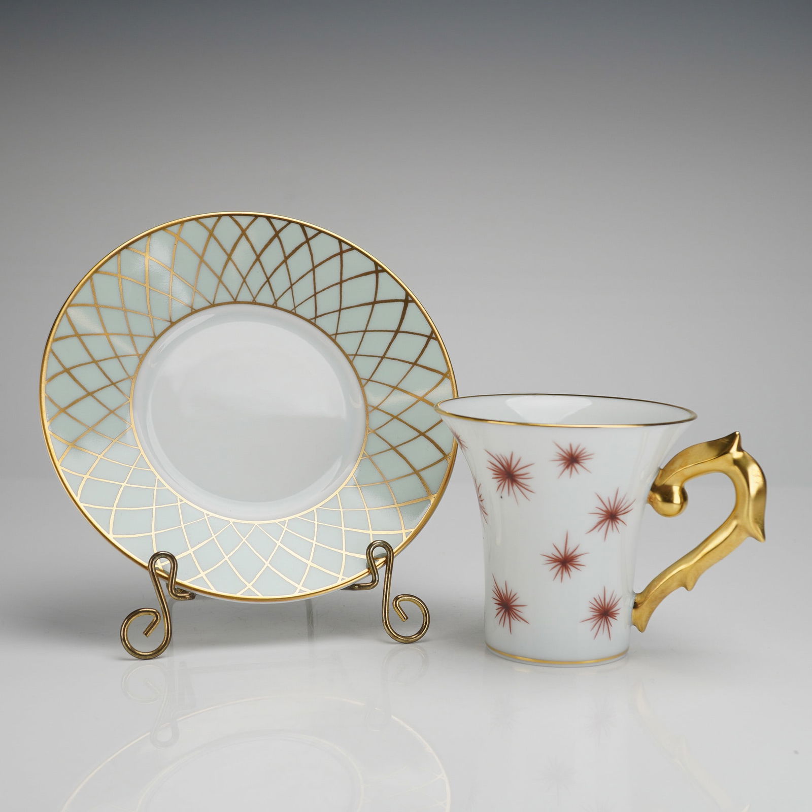 2pc Bernardaud Etoile Celedon Demitasse Cup and Saucer Set (1 of 4)