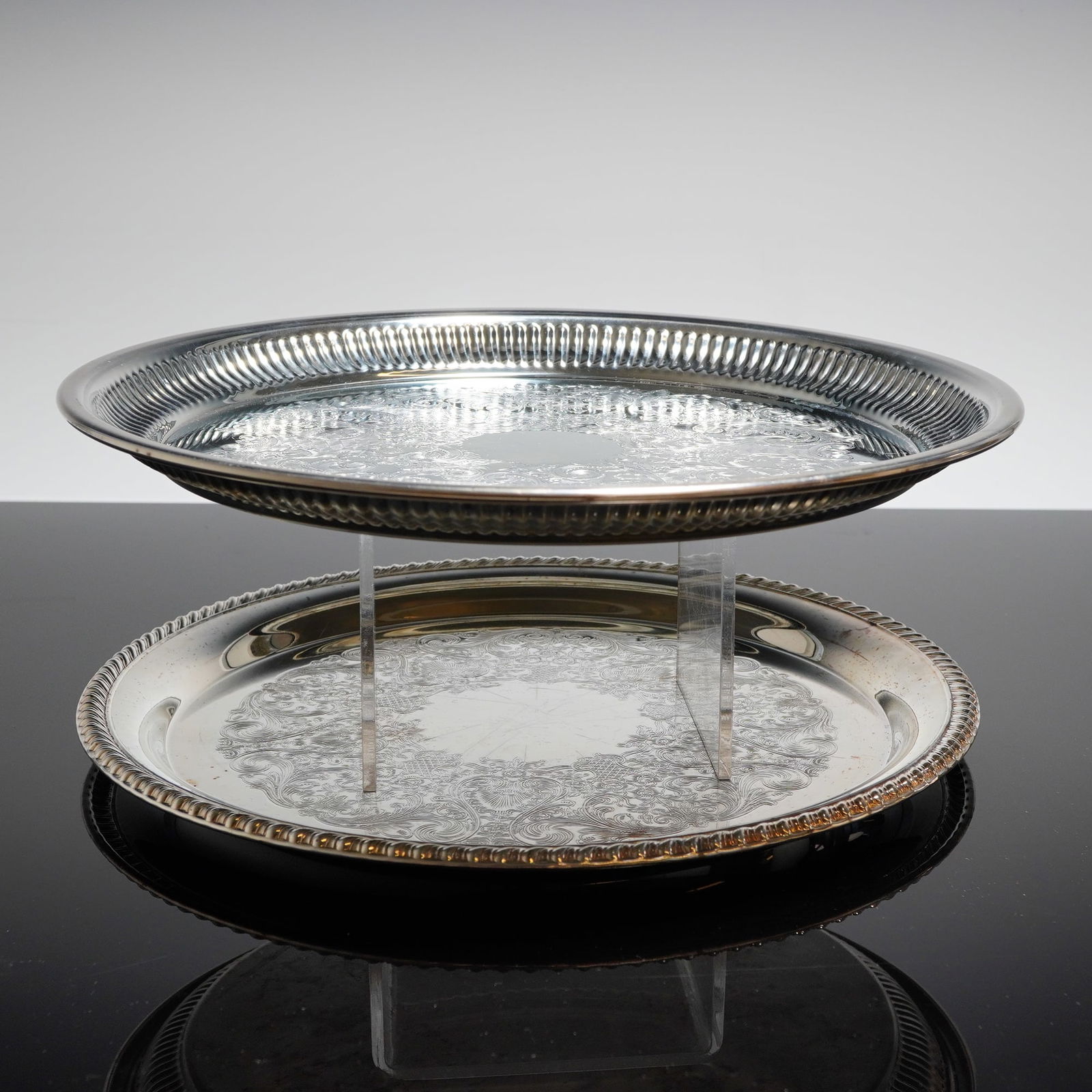 A Pair of Electroplated Serving Trays by Kent Silversmith & International (1 of 6)