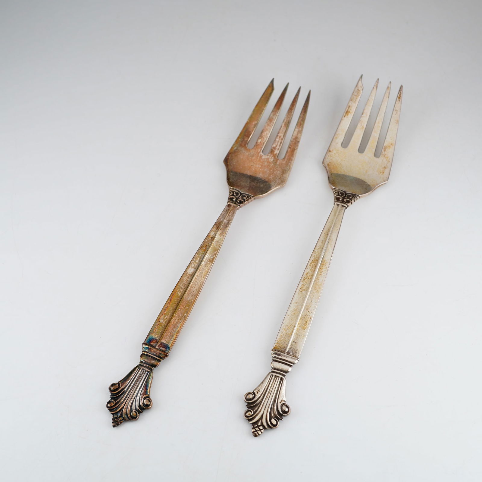 2pc Georg Jensen Sterling Silver Salad Forks, Acanthus (1 of 4)