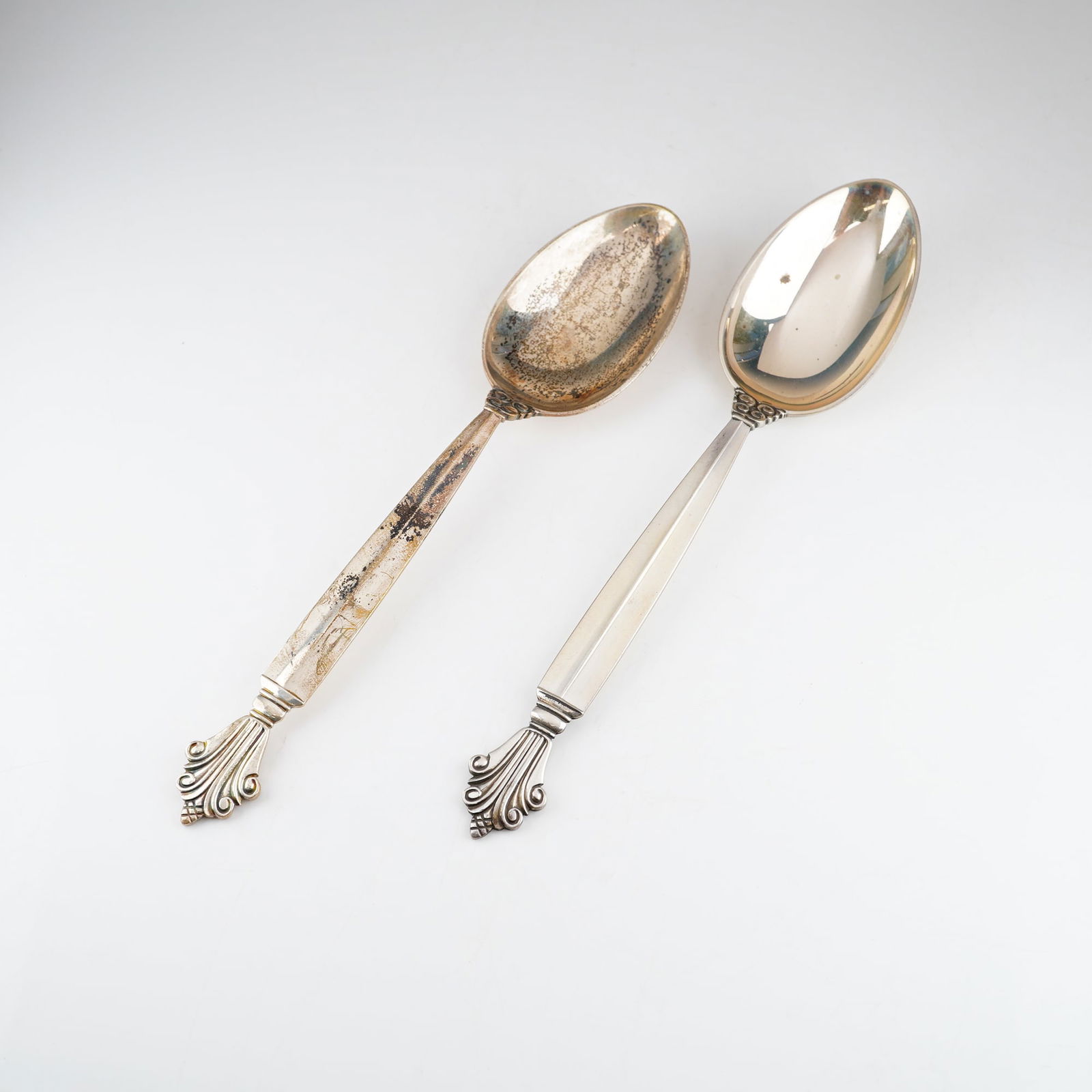 2pc Georg Jensen Sterling Silver Spoons, Acanthus (1 of 4)