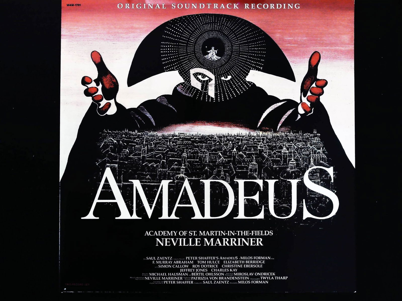 Neville Marriner, Amadeus Soundtrack Fantasy 1984 2-LP Set: W.A. Mozart / Academy of St. Martin-in-the-Fields conducted by Neville Marriner. AMADEUS ORIGINAL SOUNDTRACK RECORDING. Berkeley, California: Distributed by Fantasy, Inc., 1984. Original US release