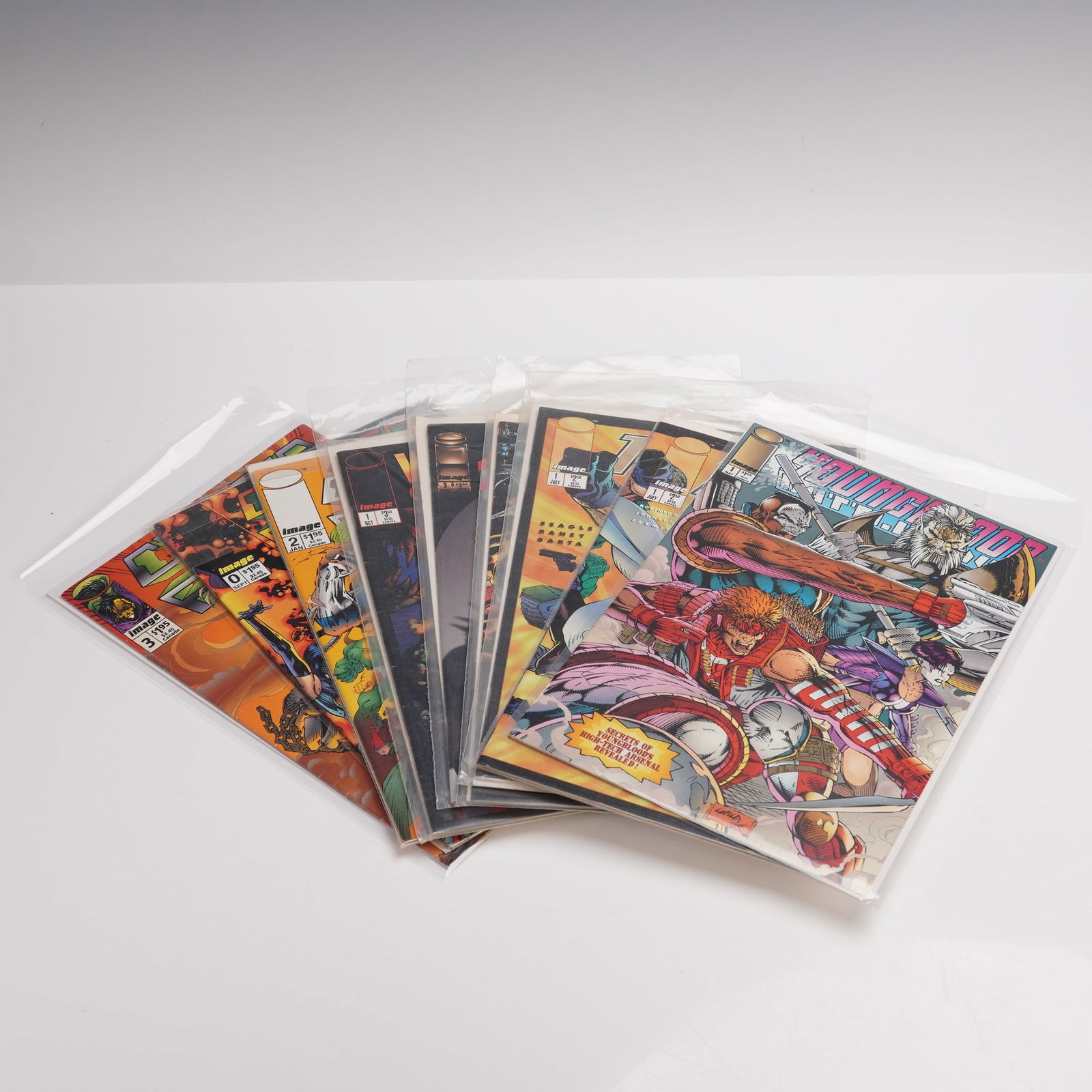 10pc Image Comics' Modern Era Issues & Marvel Metal Mr.Sinister Print: Titles include "Youngblood," "Cyberforce," "Warblade: Endangered Species," "Glory," "Team One: WildC.A.T.s," "Team One: Stormwatch," and "Wildstorm: Chamber of Horrors," featuring superhero teams and