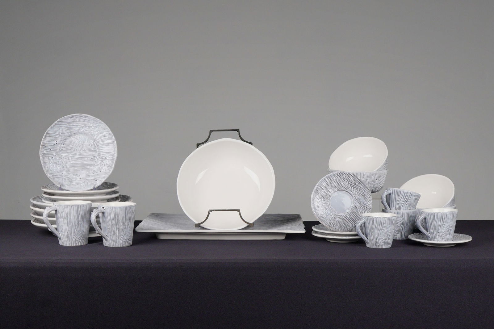 24pc Made in Italy Elios Faux-Bois Textured Ceramic Tableware (1 of 5)