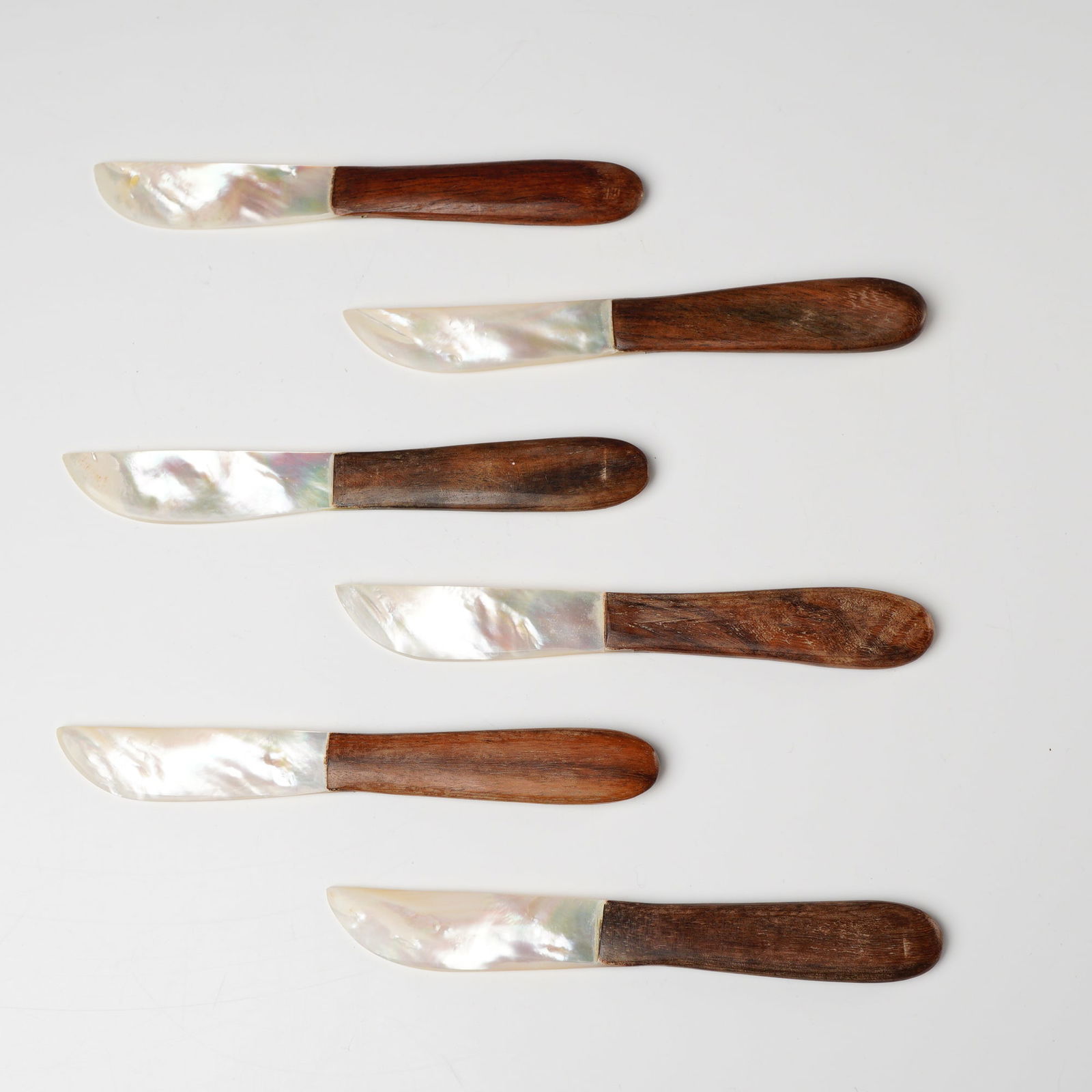 Set of Six Mother-of-Pearl Wooden Handle Caviar Knives (1 of 8)