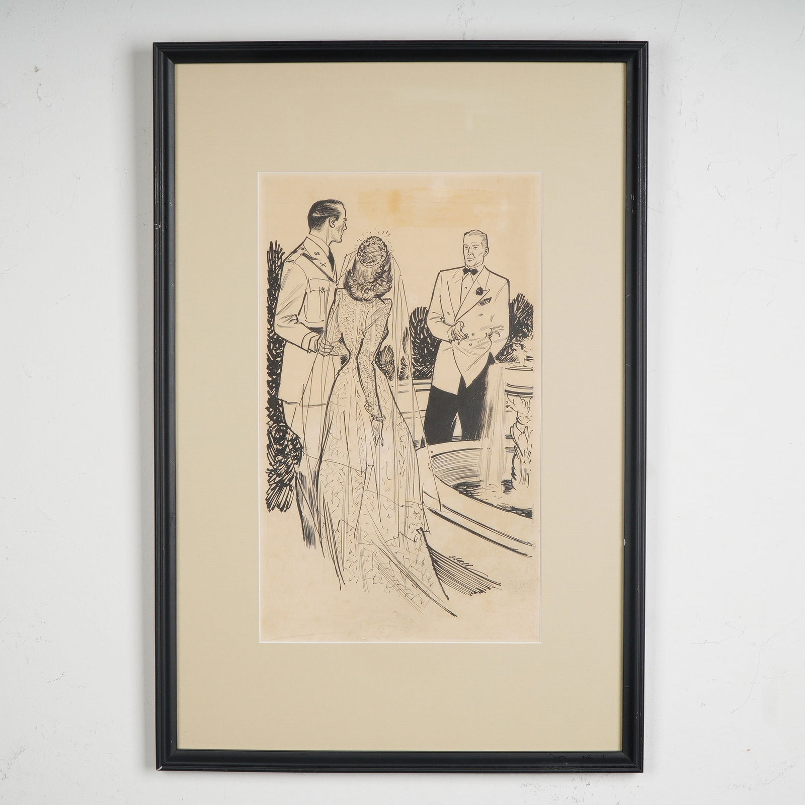 Wayne Hall, Original Ink Drawing on Paper, Love Story, Signed (1 of 6)