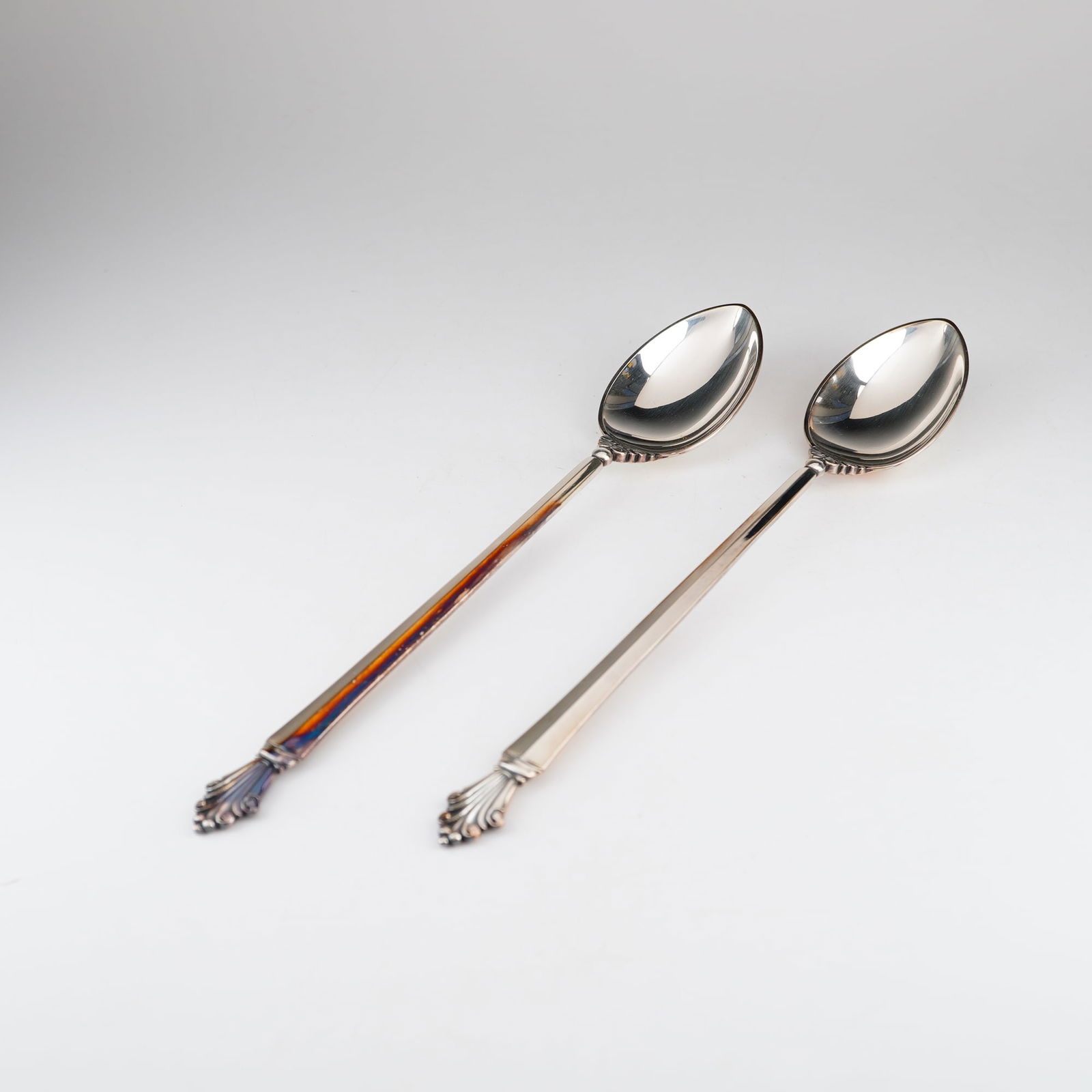 2pc Georg Jensen Sterling Silver Ice Tea Spoons, Acanthus (1 of 3)