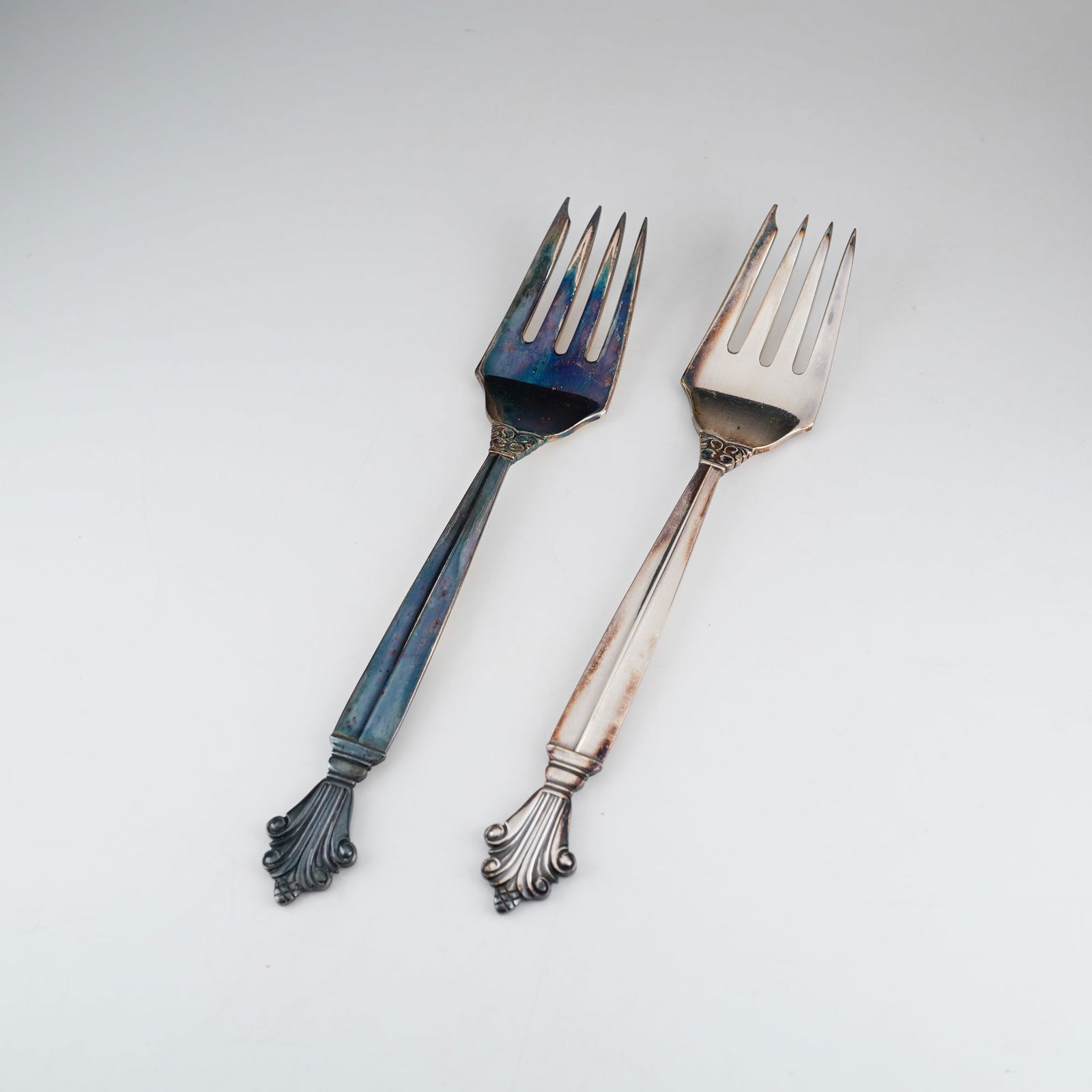 2pc Georg Jensen Sterling Silver Salad Forks, Acanthus (1 of 4)