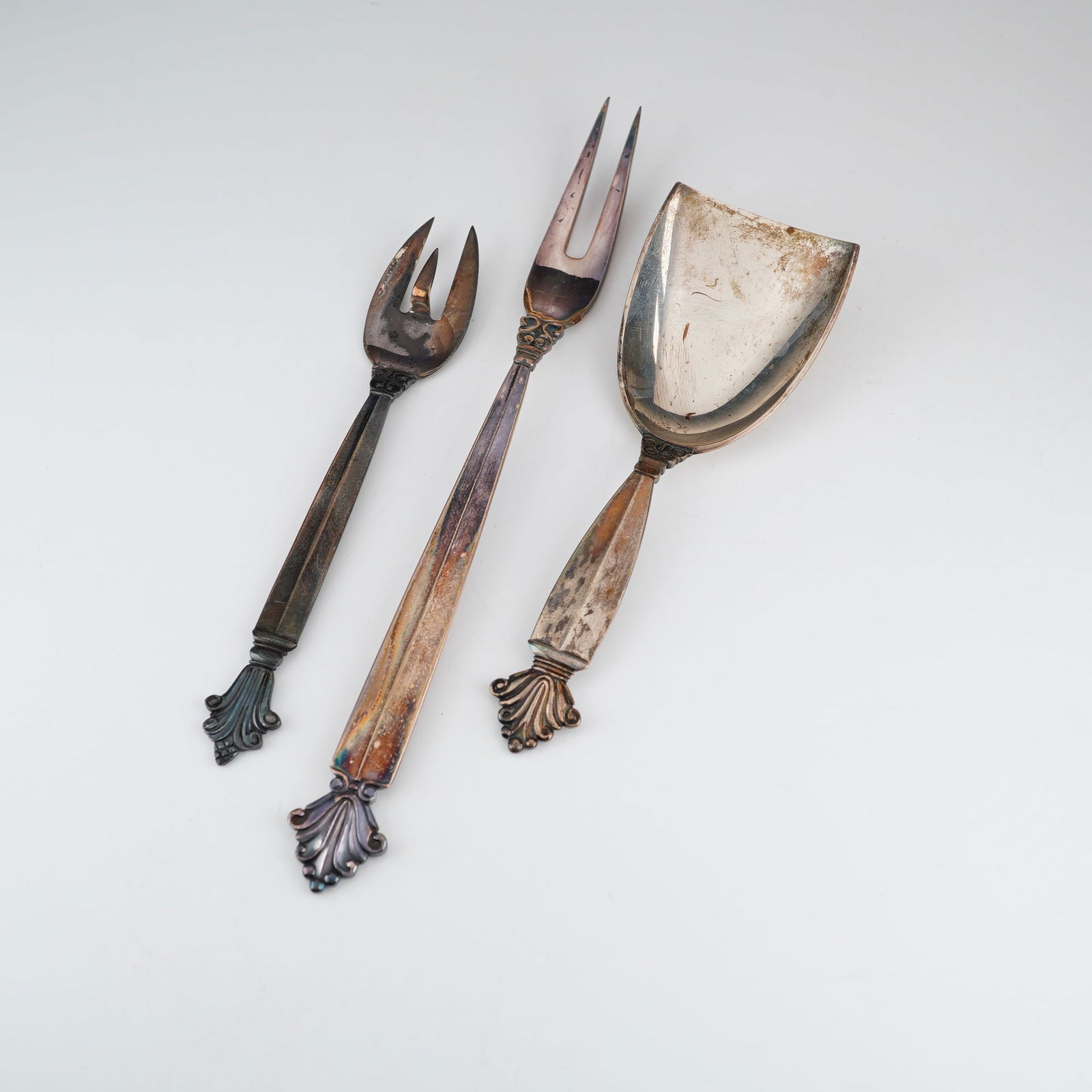 3pc Georg Jensen Sterling Silver Serving Utensils, Acanthus (1 of 5)