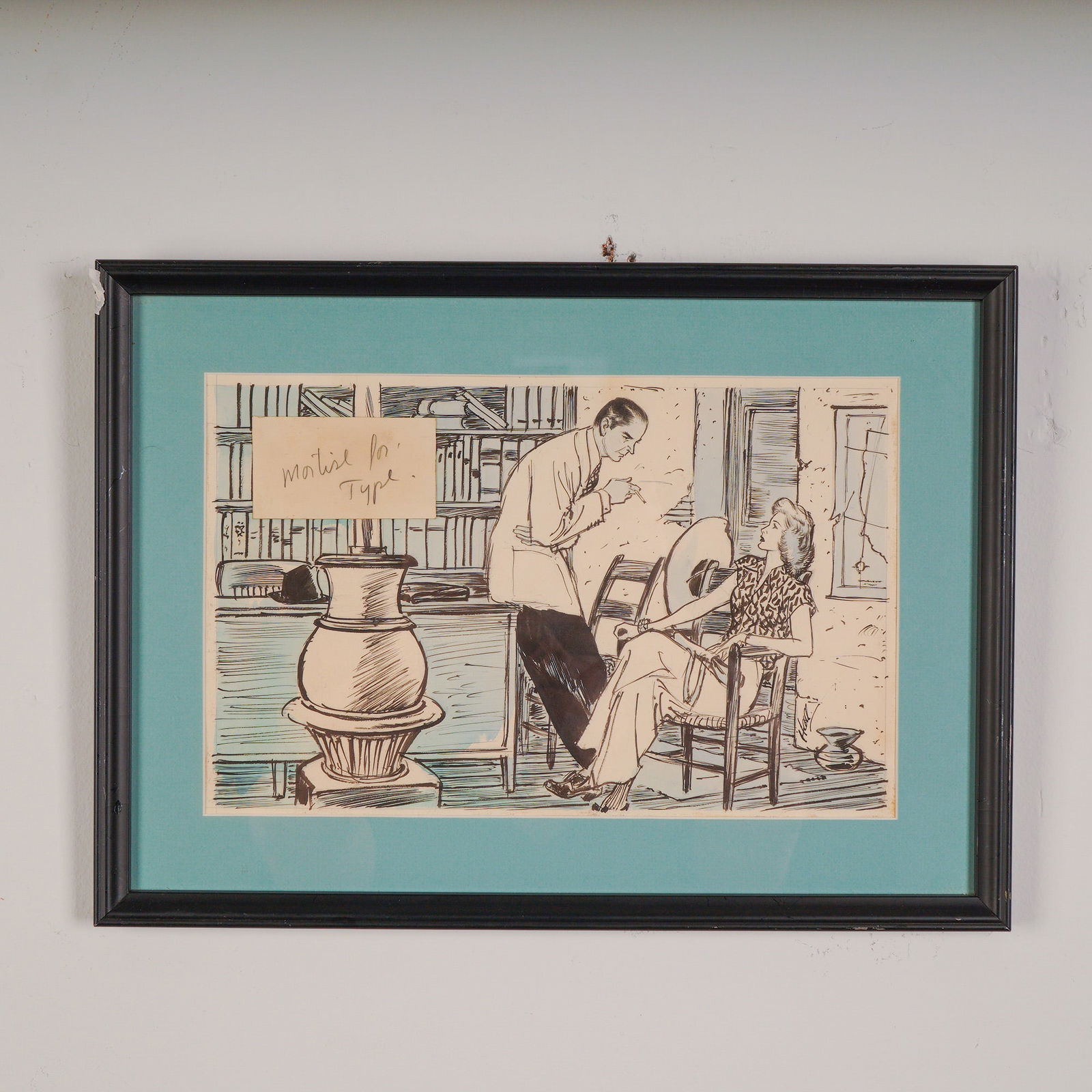 Wayne Hall 1944 Original Illus. for The Hidden Town, Signed: A striking original pen-and-ink illustration created for the July 16, 1944 publication of The Hidden Town, a serialized story by Frederick R. Bechdolt. This drawing, likely used for the second install