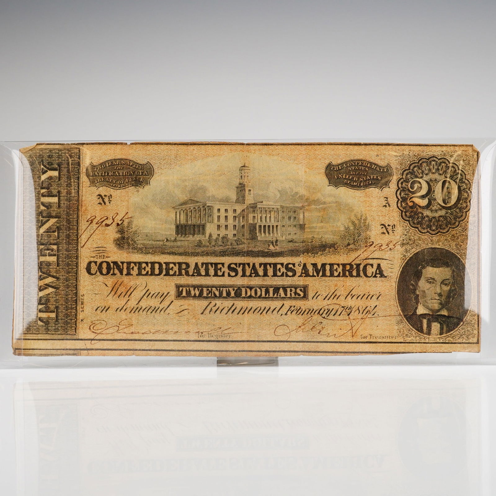 1864 $20 Confederate States of America Richmond Bank Note (1 of 4)